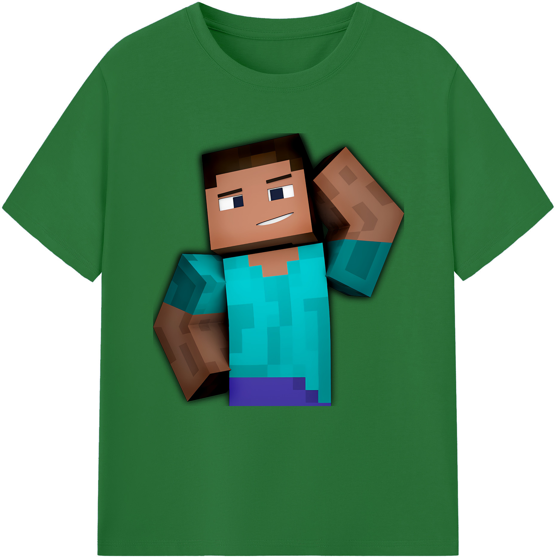 （画像用） マインクラフト ブロックの世界 Minecraft MC Block world 綿100％半袖Tシャツ（フロントプリント）
