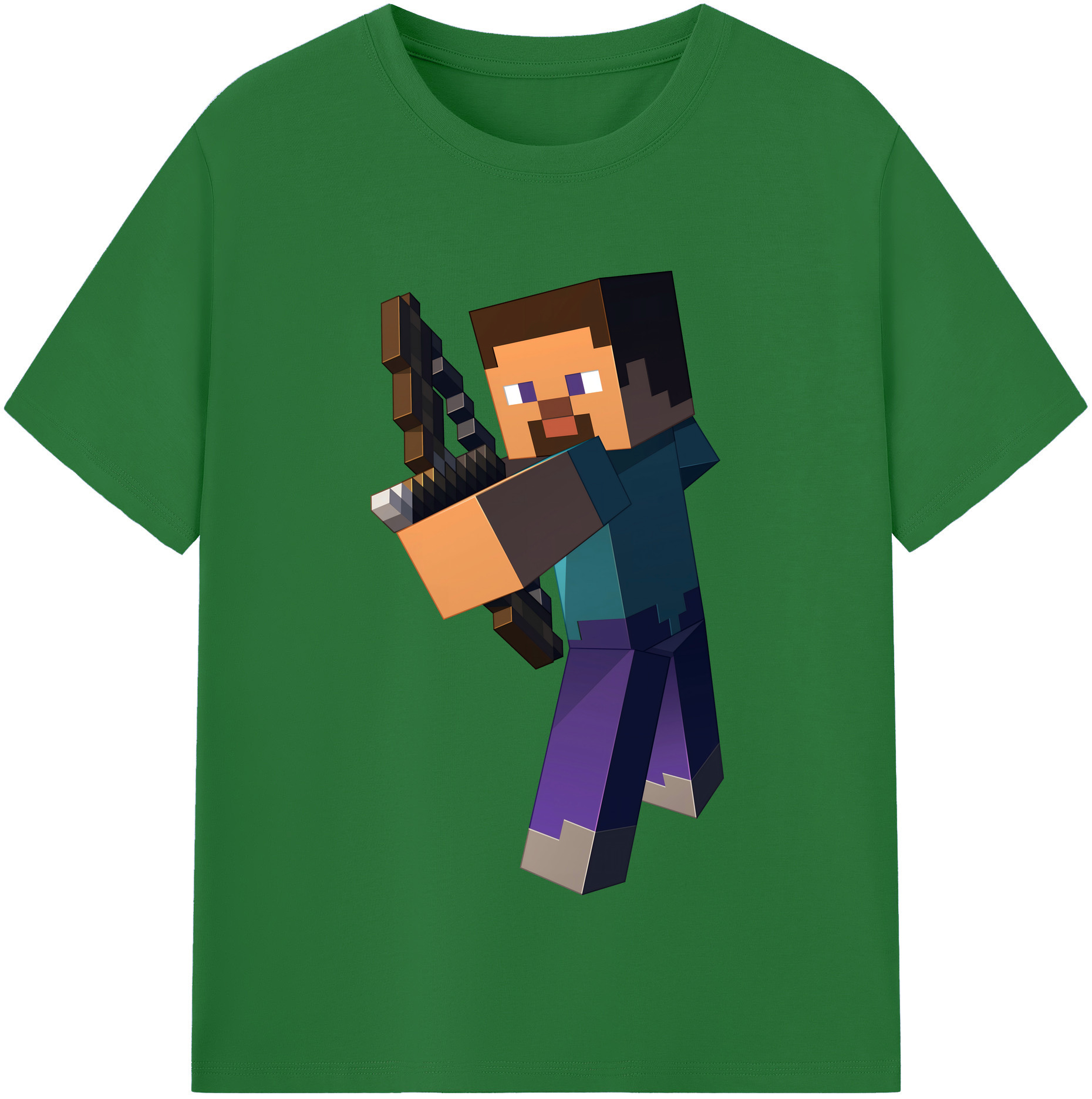 （画像用） マインクラフト ブロックの世界 Minecraft MC Block world 綿100％半袖Tシャツ（フロントプリント）