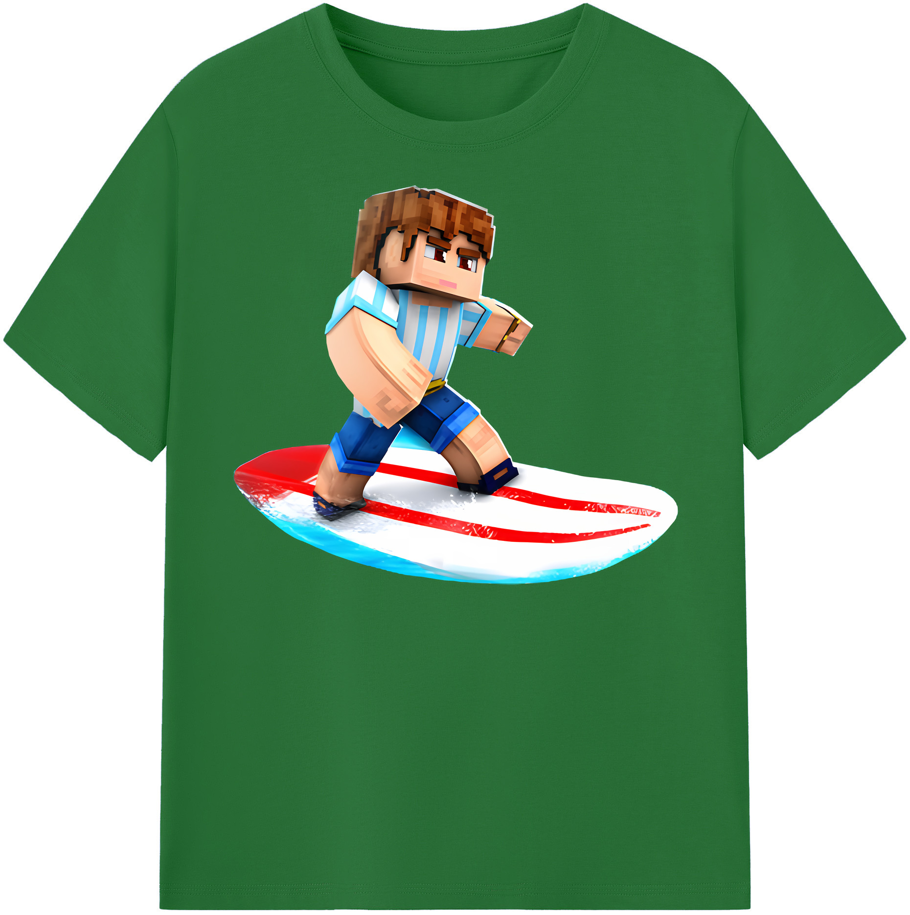 （画像用） マインクラフト ブロックの世界 Minecraft MC Block world 綿100％半袖Tシャツ（フロントプリント）