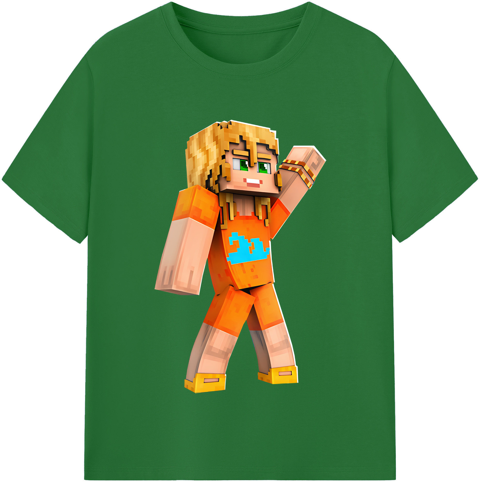 （画像用） マインクラフト ブロックの世界 Minecraft MC Block world 綿100％半袖Tシャツ（フロントプリント）