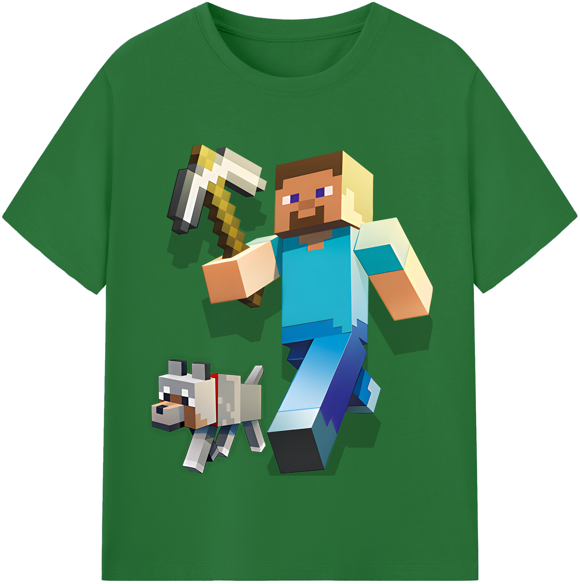 （画像用） マインクラフト ブロックの世界 Minecraft MC Block world 綿100％半袖Tシャツ（フロントプリント）