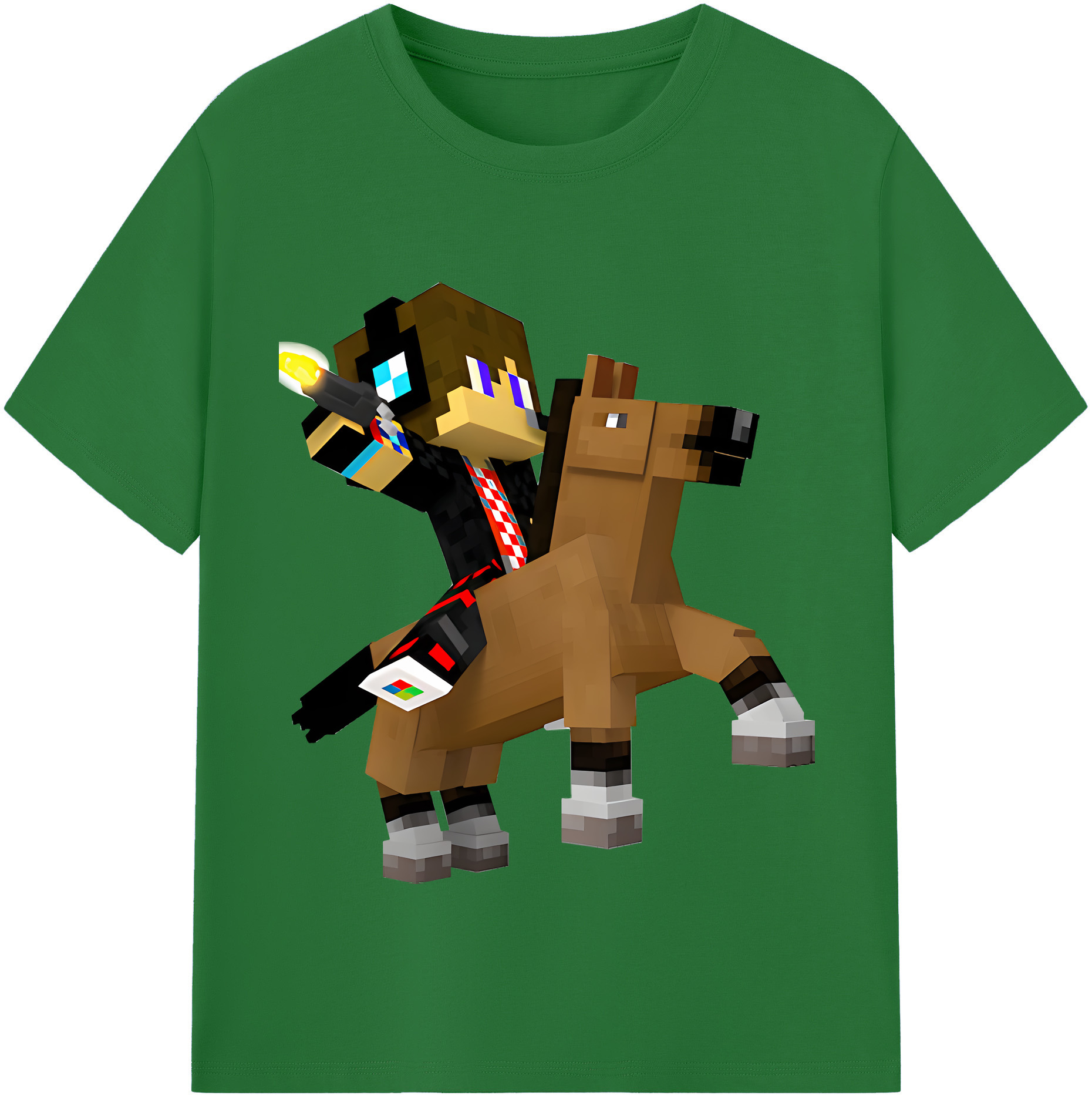 （画像用） マインクラフト ブロックの世界 Minecraft MC Block world 綿100％半袖Tシャツ（フロントプリント）