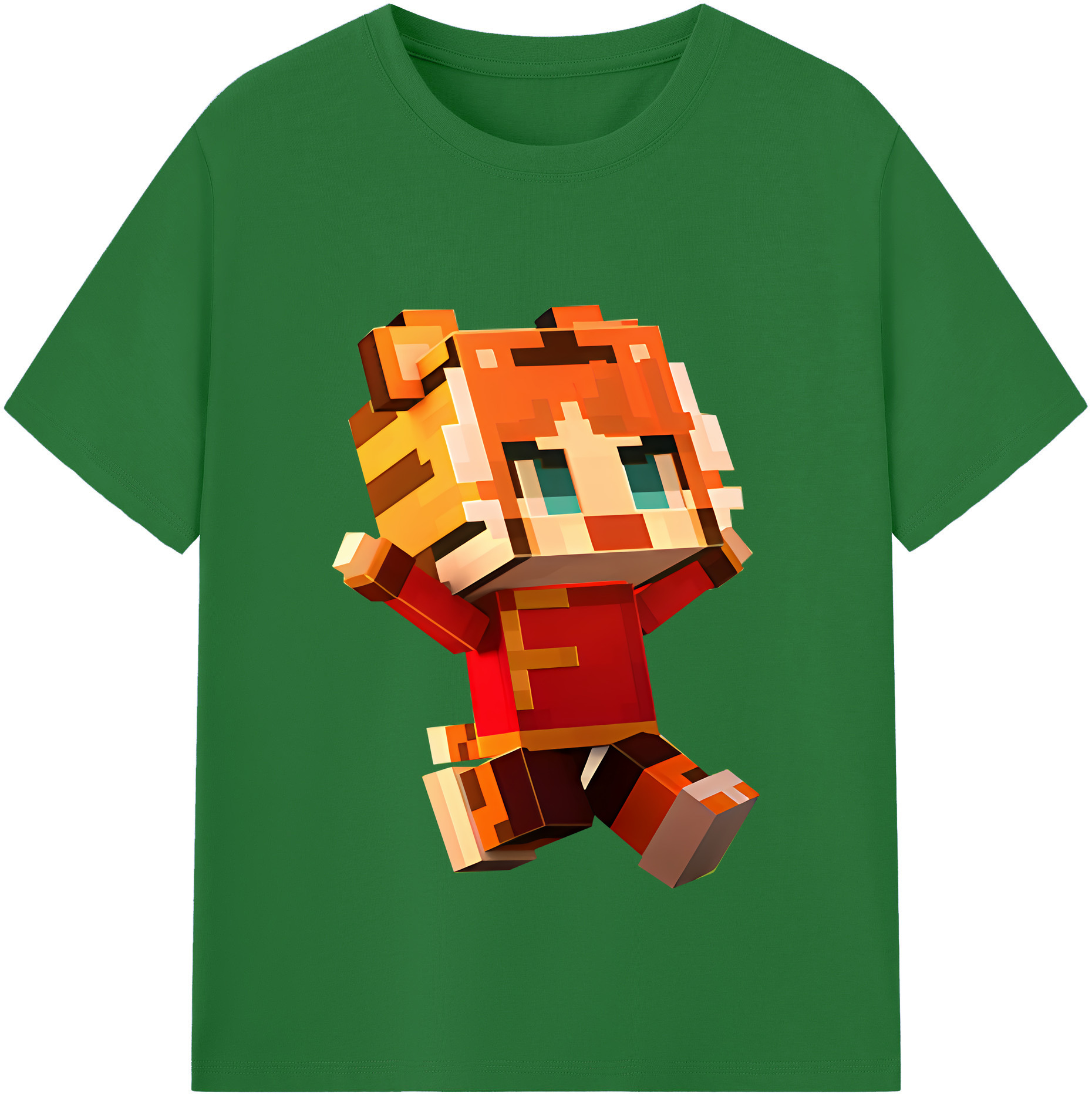 （画像用） マインクラフト ブロックの世界 Minecraft MC Block world 綿100％半袖Tシャツ（フロントプリント）