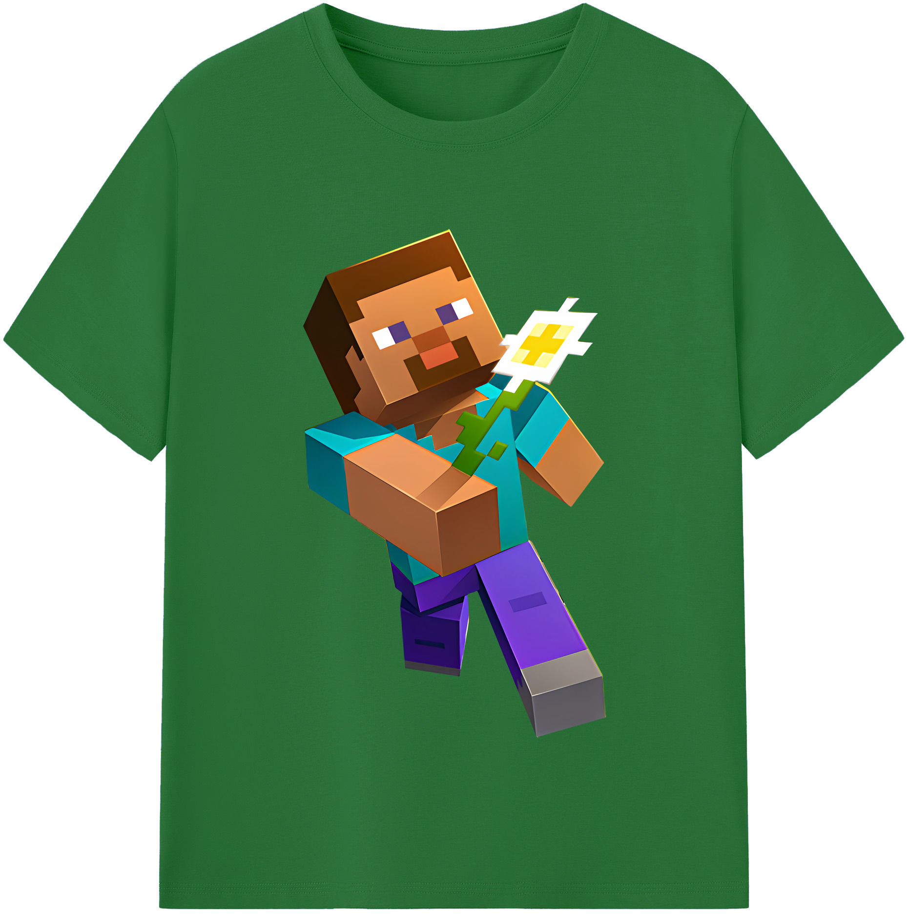 （画像用） マインクラフト ブロックの世界 Minecraft MC Block world 綿100％半袖Tシャツ（フロントプリント）