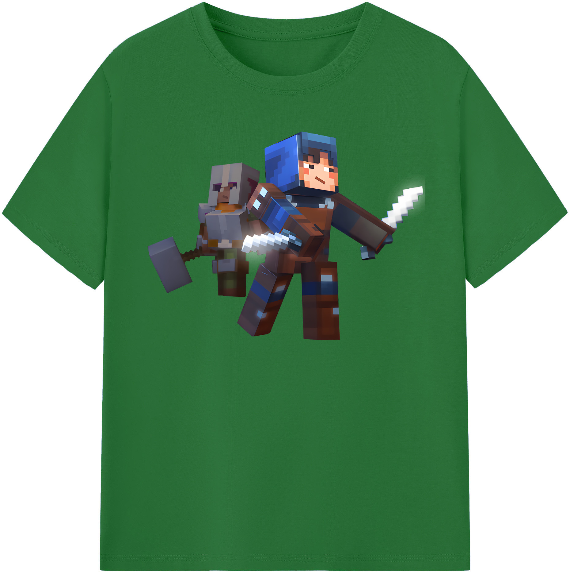（画像用） マインクラフト ブロックの世界 Minecraft MC Block world 綿100％半袖Tシャツ（フロントプリント）