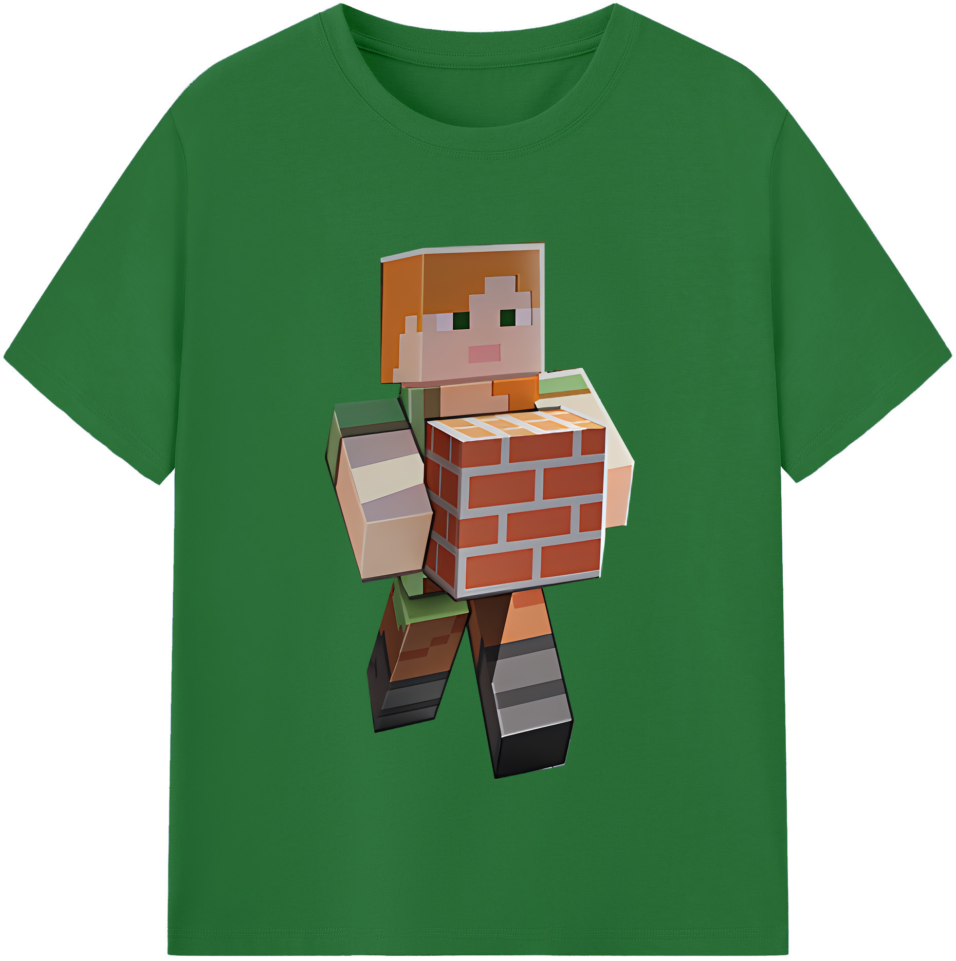 （画像用） マインクラフト ブロックの世界 Minecraft MC Block world 綿100％半袖Tシャツ（フロントプリント）