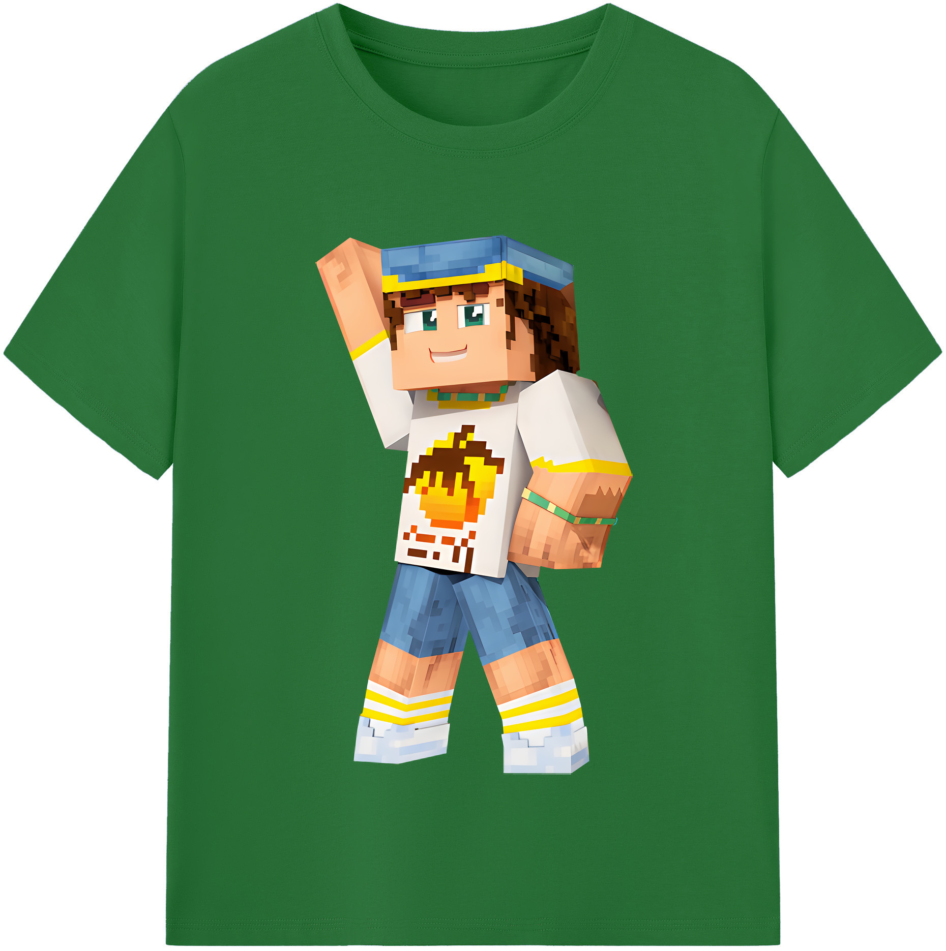 （画像用） マインクラフト ブロックの世界 Minecraft MC Block world 綿100％半袖Tシャツ（フロントプリント）