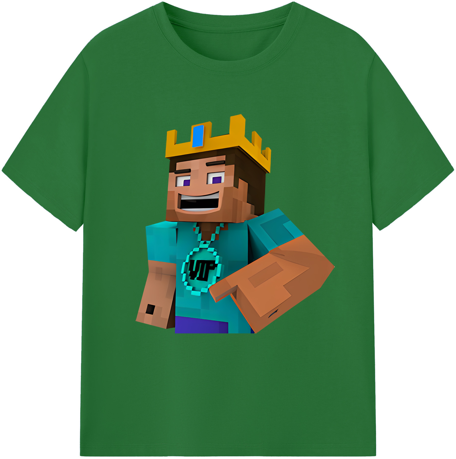 （画像用） マインクラフト ブロックの世界 Minecraft MC Block world 綿100％半袖Tシャツ（フロントプリント）