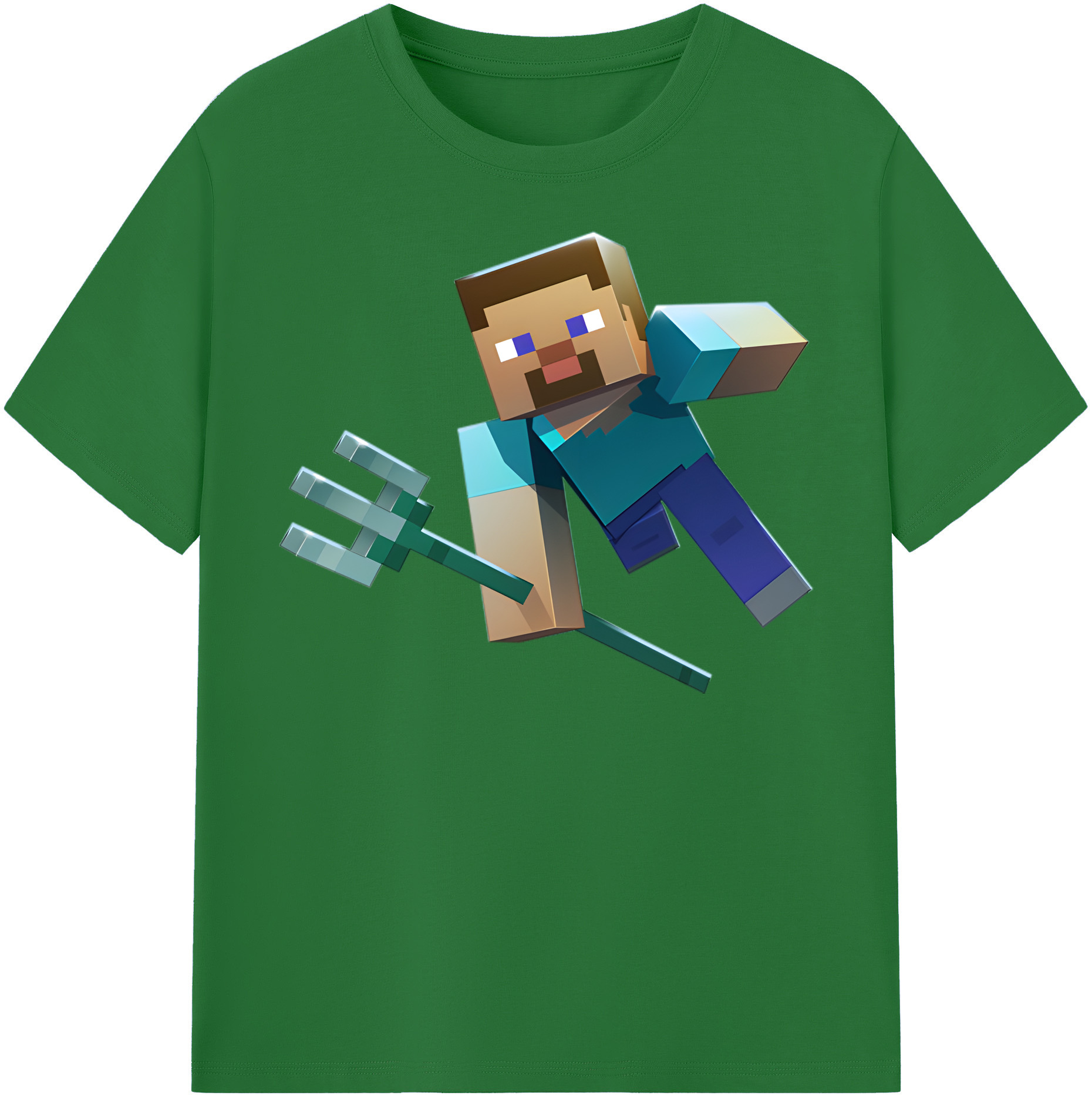 （画像用） マインクラフト ブロックの世界 Minecraft MC Block world 綿100％半袖Tシャツ（フロントプリント）