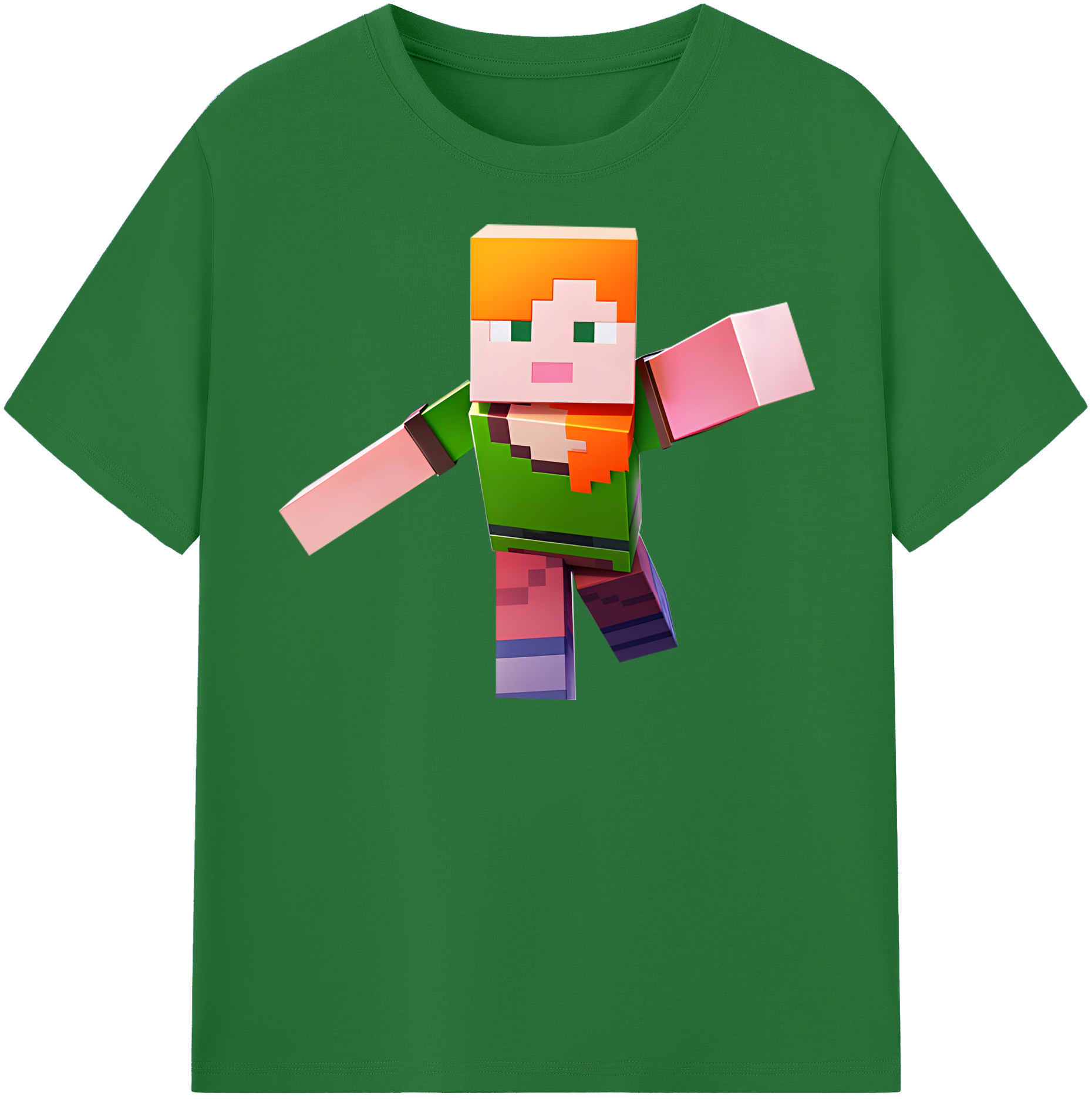（画像用） マインクラフト ブロックの世界 Minecraft MC Block world 綿100％半袖Tシャツ（フロントプリント）