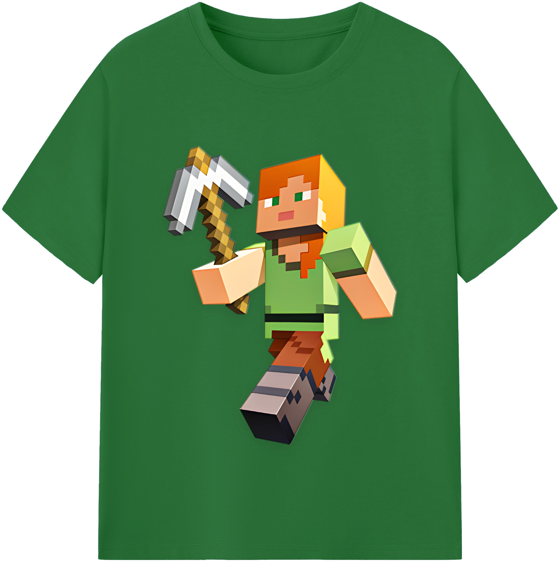 （画像用） マインクラフト ブロックの世界 Minecraft MC Block world 綿100％半袖Tシャツ（フロントプリント）