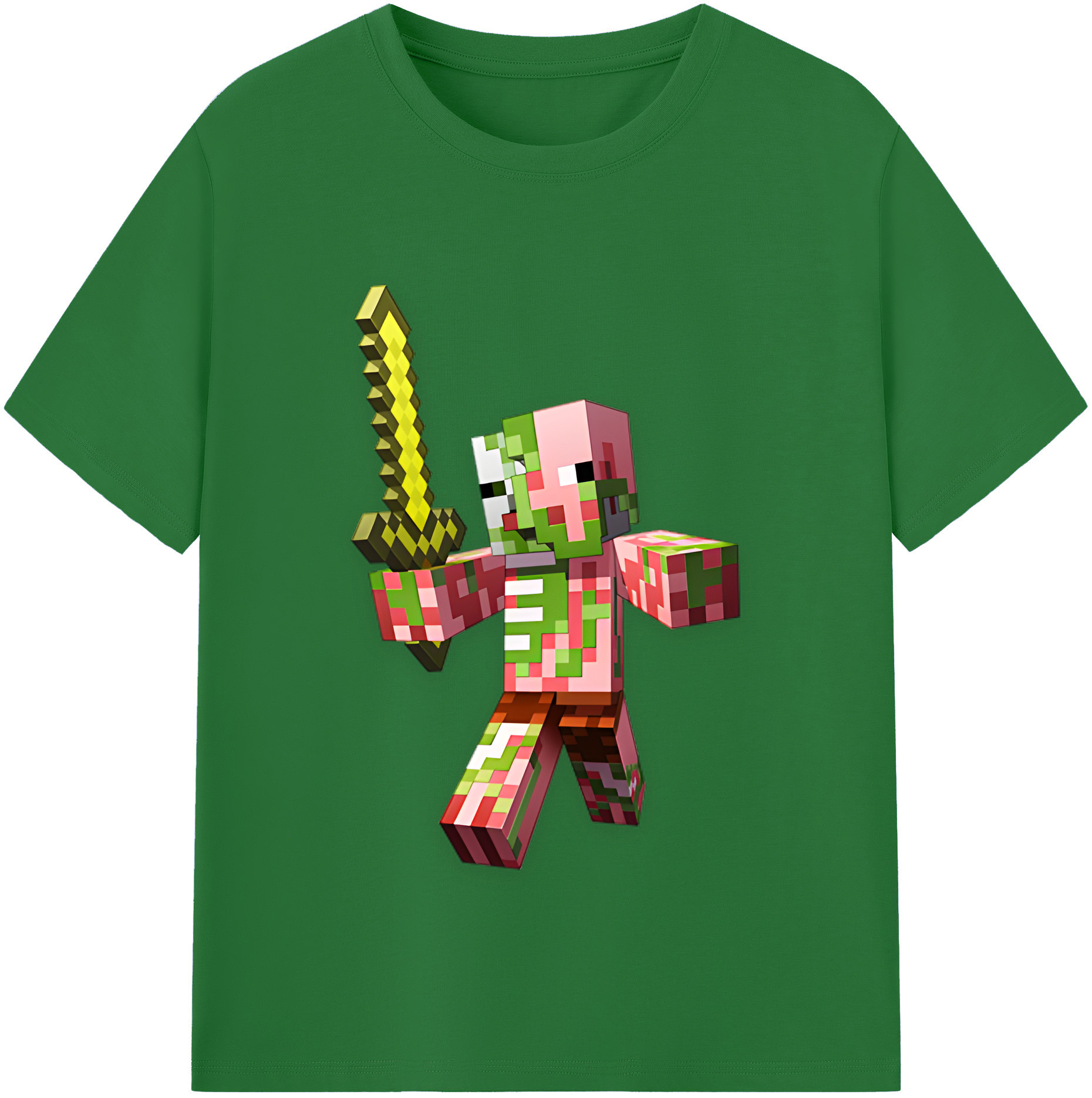 （画像用） マインクラフト ブロックの世界 Minecraft MC Block world 綿100％半袖Tシャツ（フロントプリント）