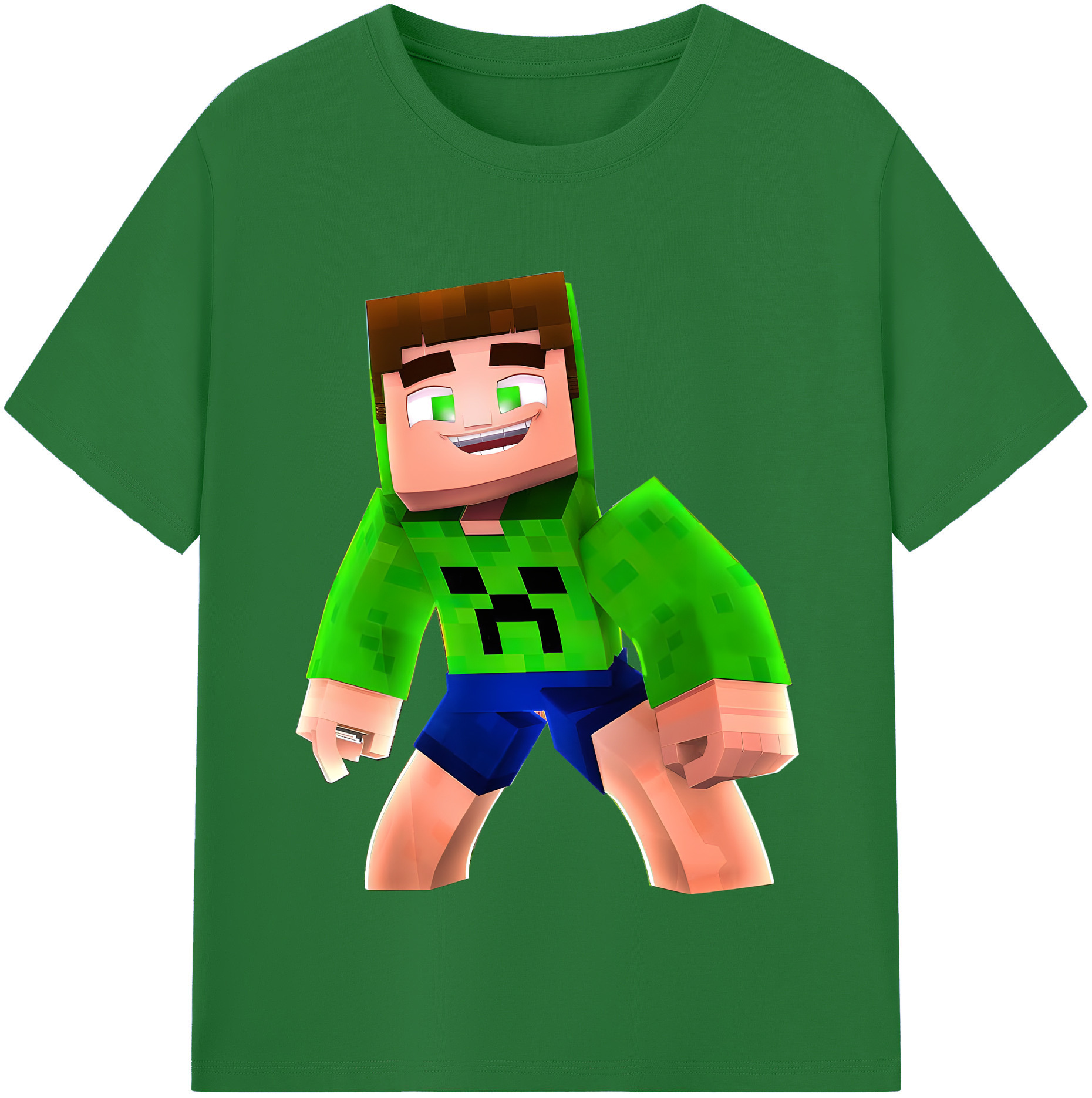 （画像用） マインクラフト ブロックの世界 Minecraft MC Block world 綿100％半袖Tシャツ（フロントプリント）