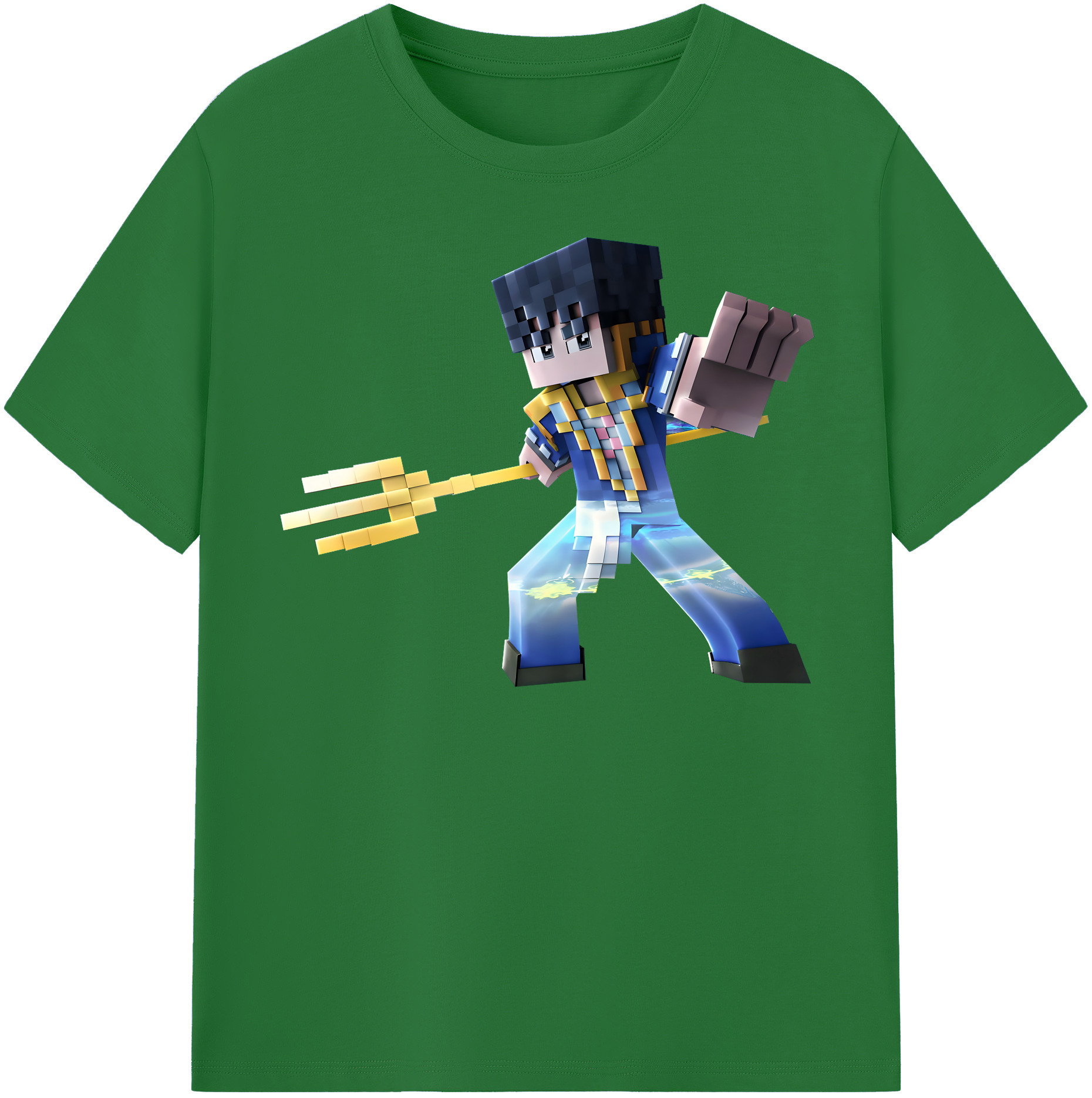 （画像用） マインクラフト ブロックの世界 Minecraft MC Block world 綿100％半袖Tシャツ（フロントプリント）