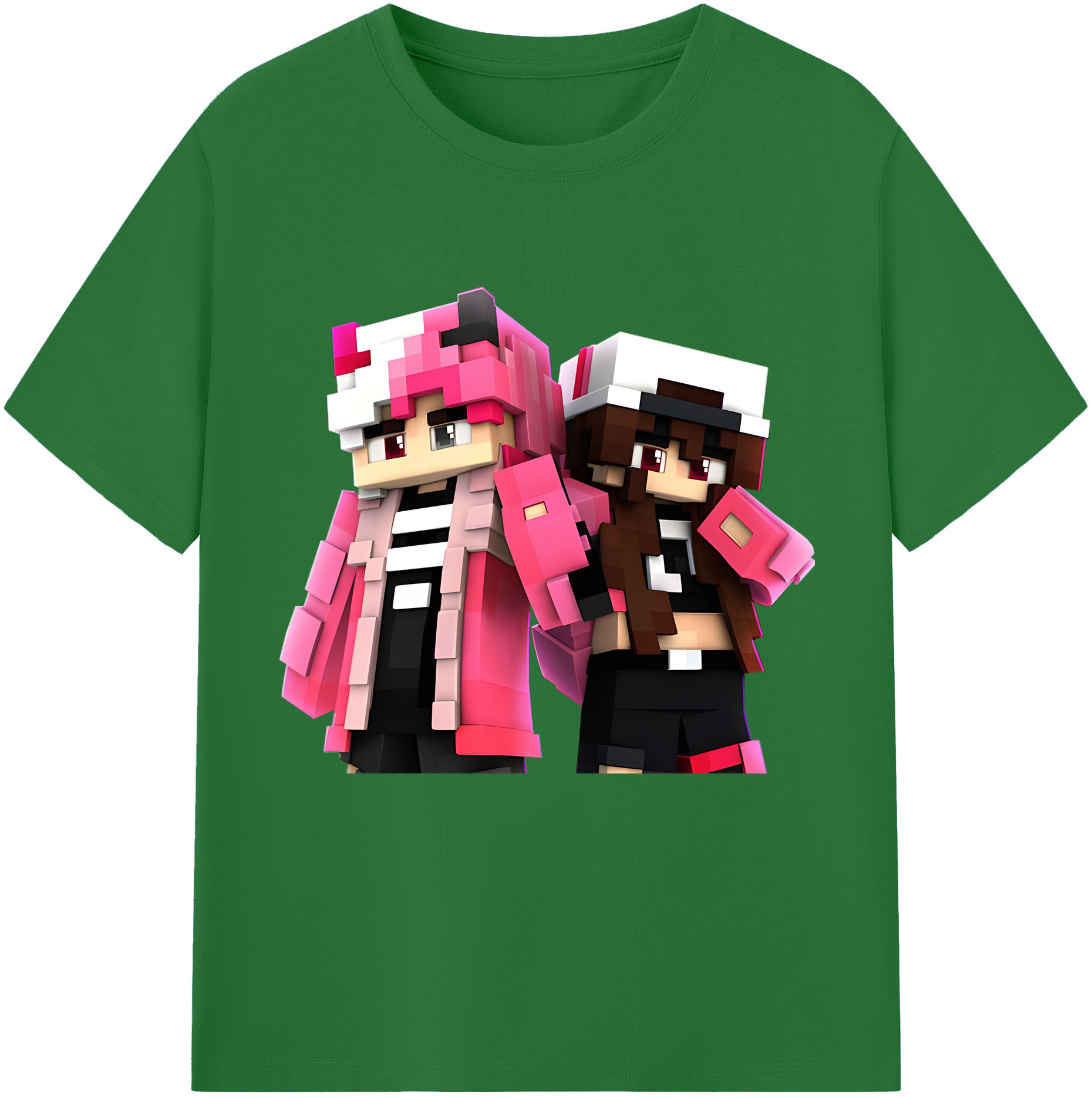 （画像用） マインクラフト ブロックの世界 Minecraft MC Block world 綿100％半袖Tシャツ（フロントプリント）