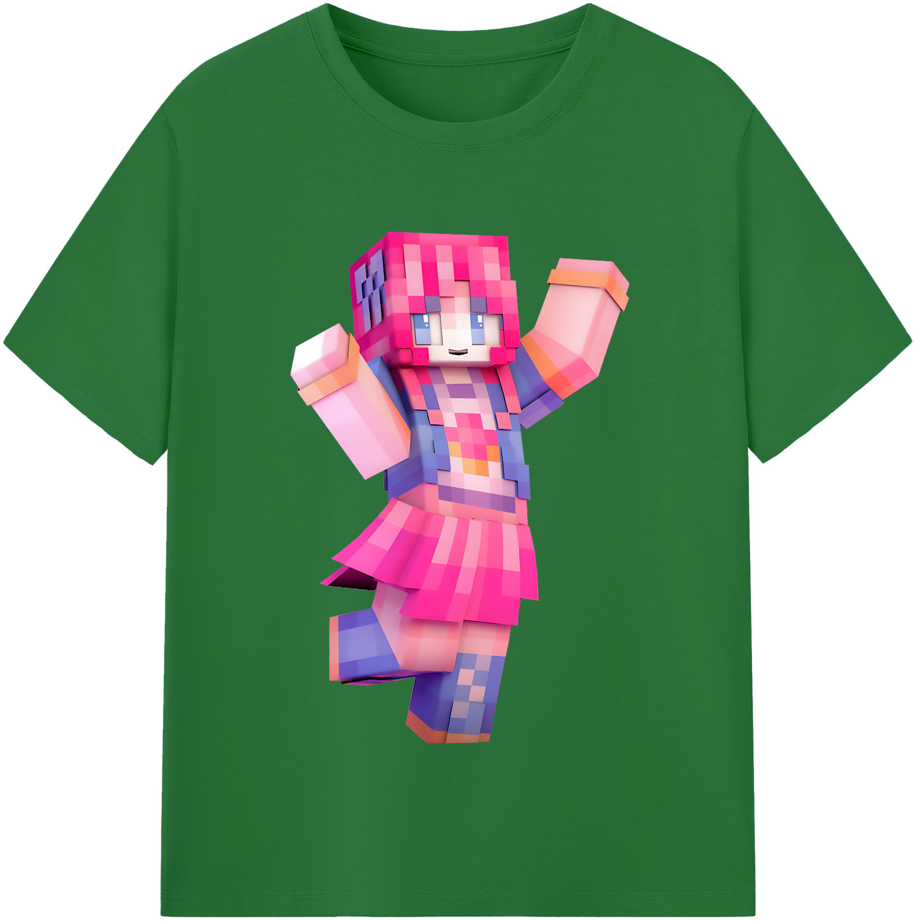 （画像用） マインクラフト ブロックの世界 Minecraft MC Block world 綿100％半袖Tシャツ（フロントプリント）