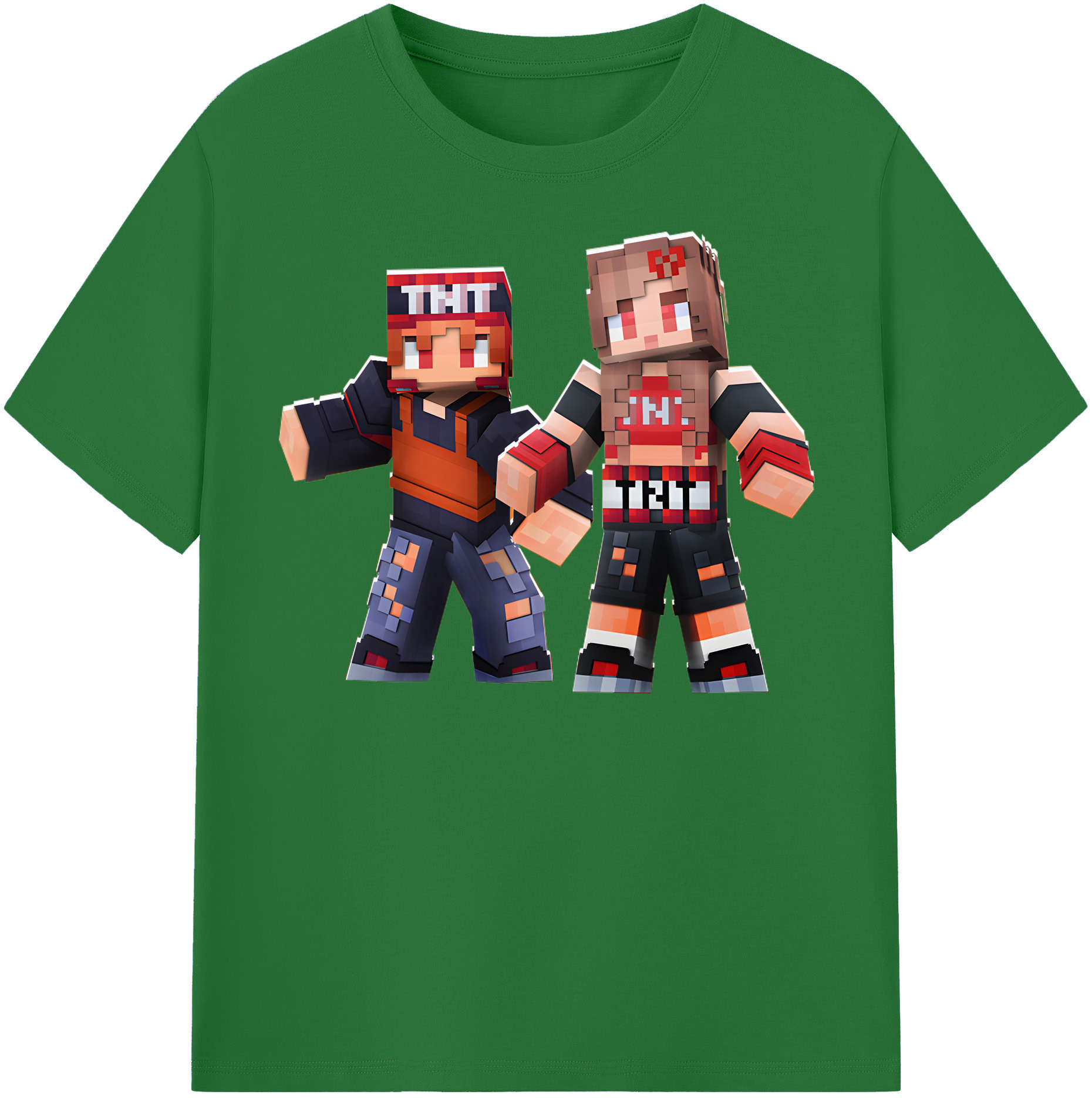 （画像用） マインクラフト ブロックの世界 Minecraft MC Block world 綿100％半袖Tシャツ（フロントプリント）