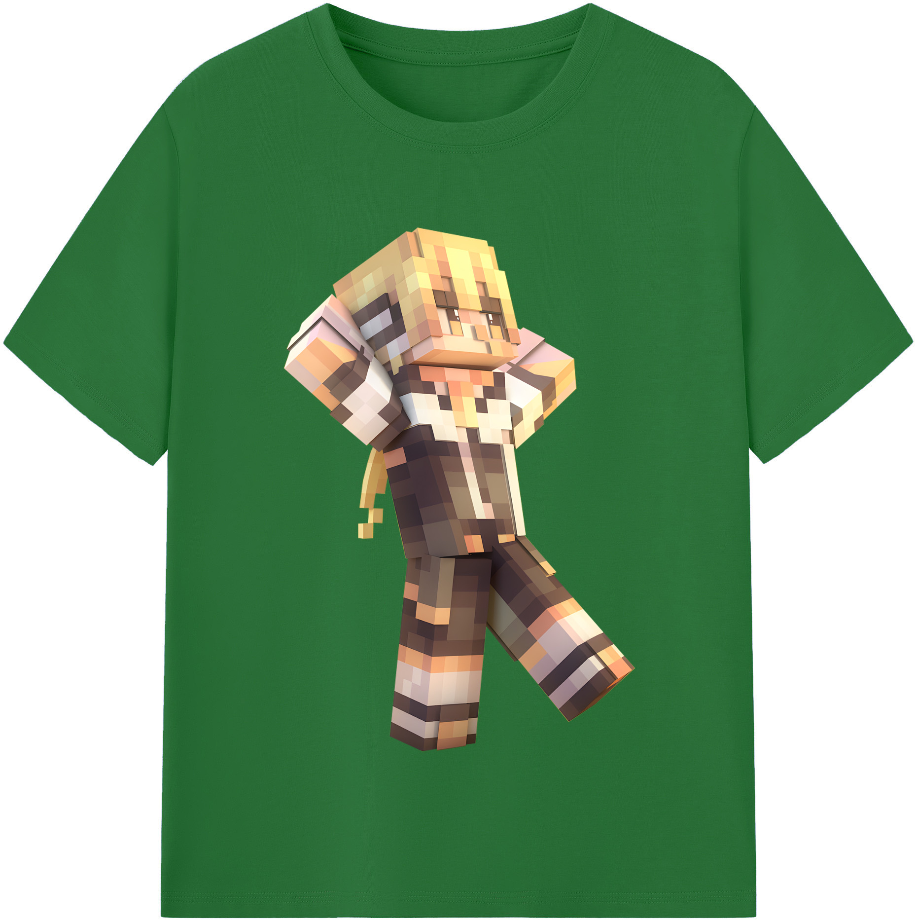 （画像用） マインクラフト ブロックの世界 Minecraft MC Block world 綿100％半袖Tシャツ（フロントプリント）