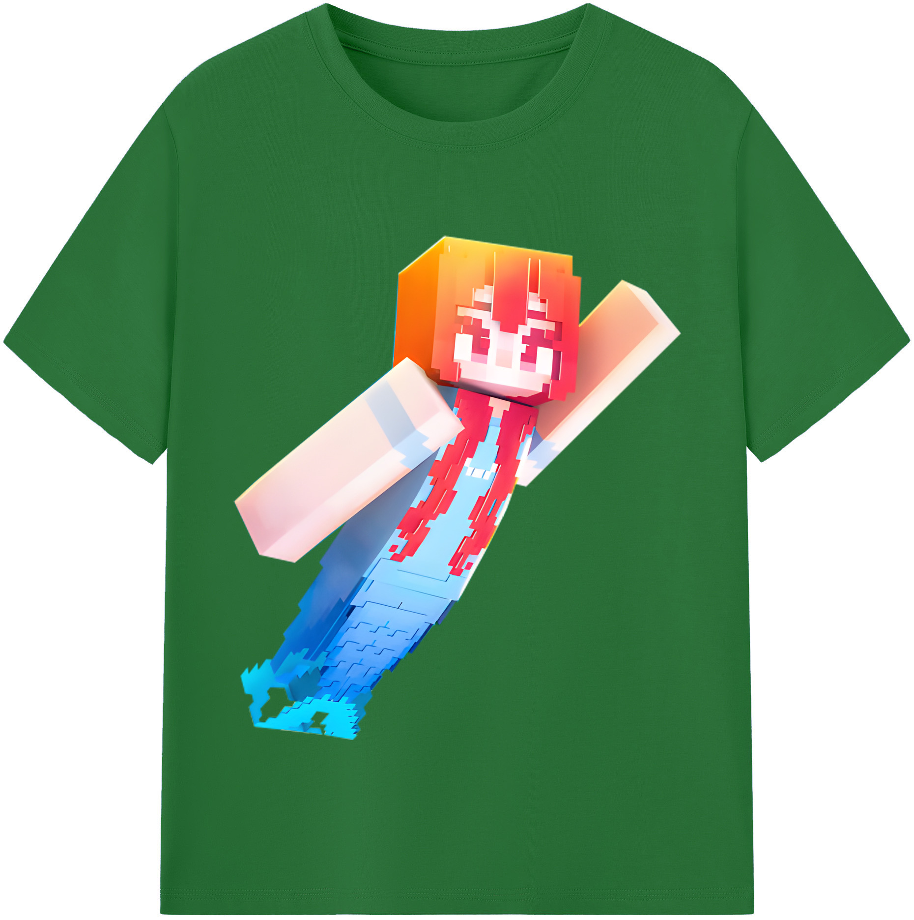 （画像用） マインクラフト ブロックの世界 Minecraft MC Block world 綿100％半袖Tシャツ（フロントプリント）