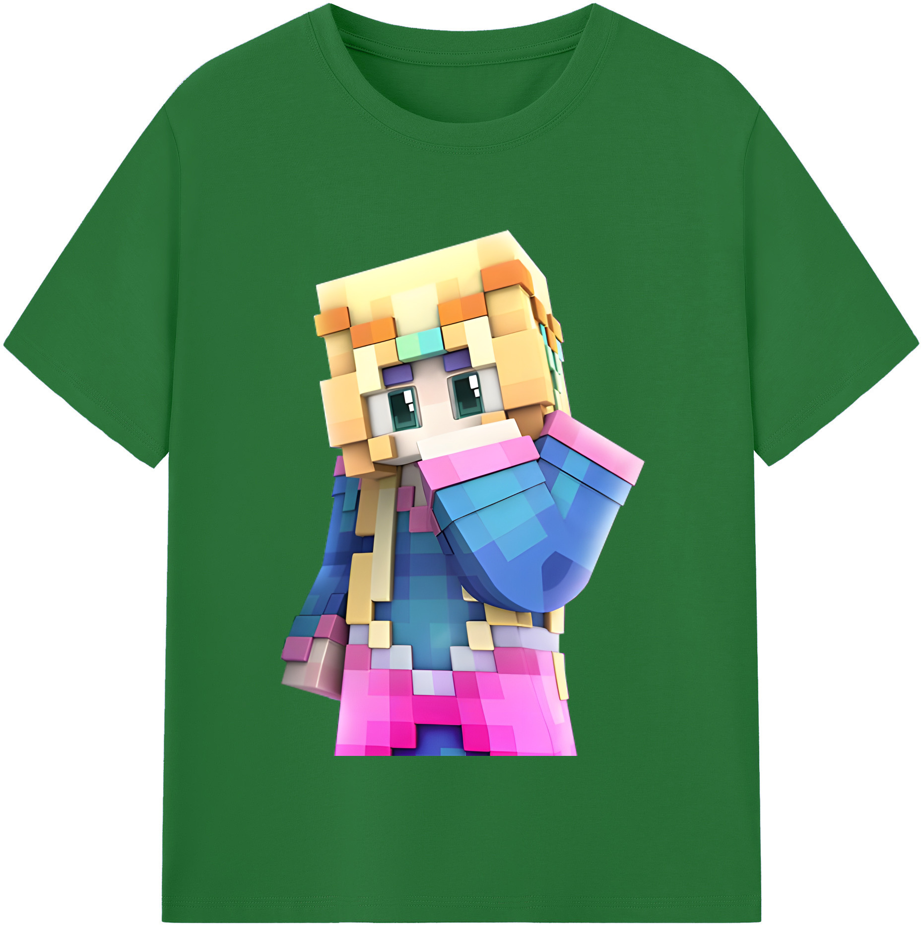 （画像用） マインクラフト ブロックの世界 Minecraft MC Block world 綿100％半袖Tシャツ（フロントプリント）