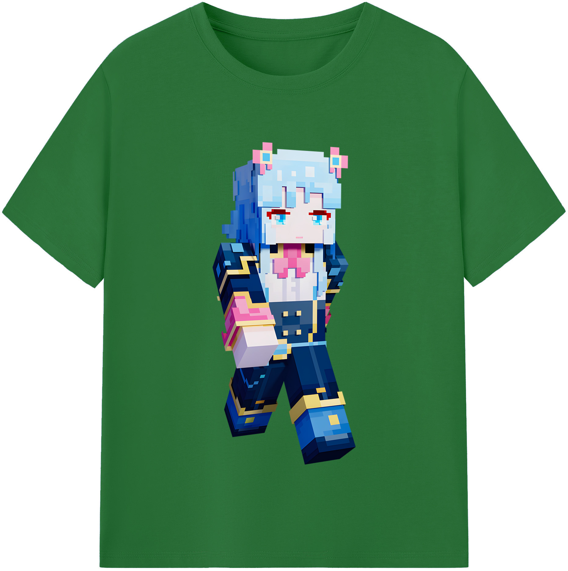 （画像用） マインクラフト ブロックの世界 Minecraft MC Block world 綿100％半袖Tシャツ（フロントプリント）