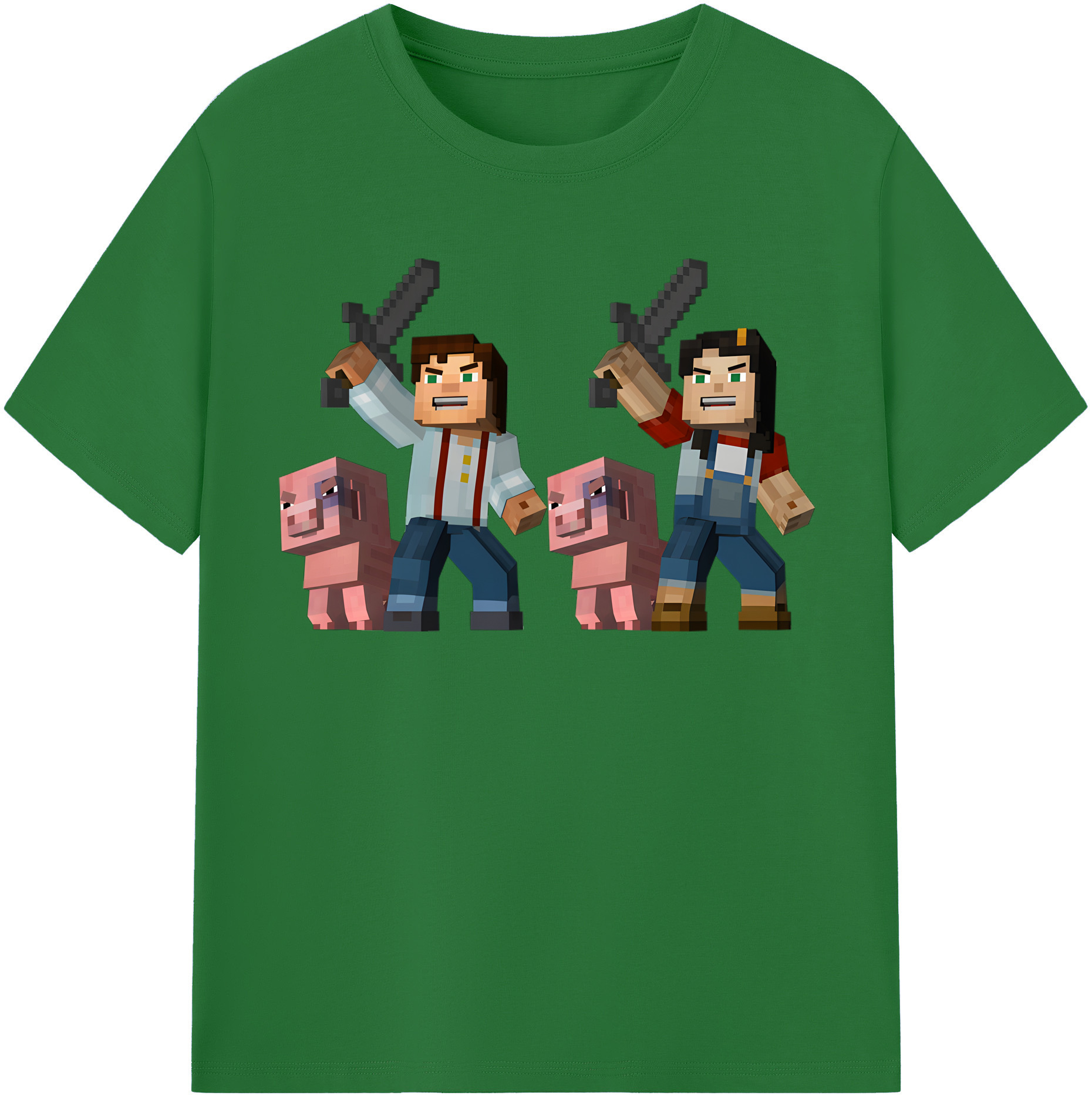 （画像用） マインクラフト ブロックの世界 Minecraft MC Block world 綿100％半袖Tシャツ（フロントプリント）