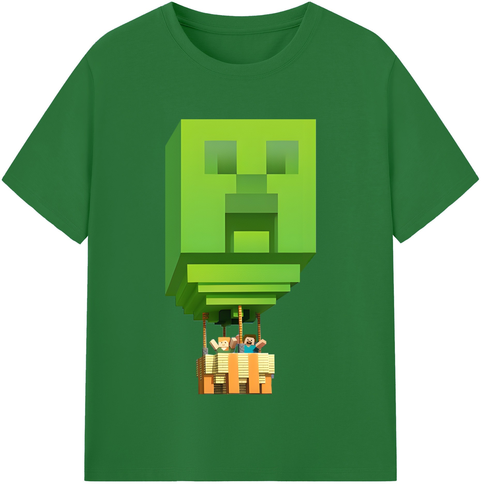 （画像用） マインクラフト ブロックの世界 Minecraft MC Block world 綿100％半袖Tシャツ（フロントプリント）