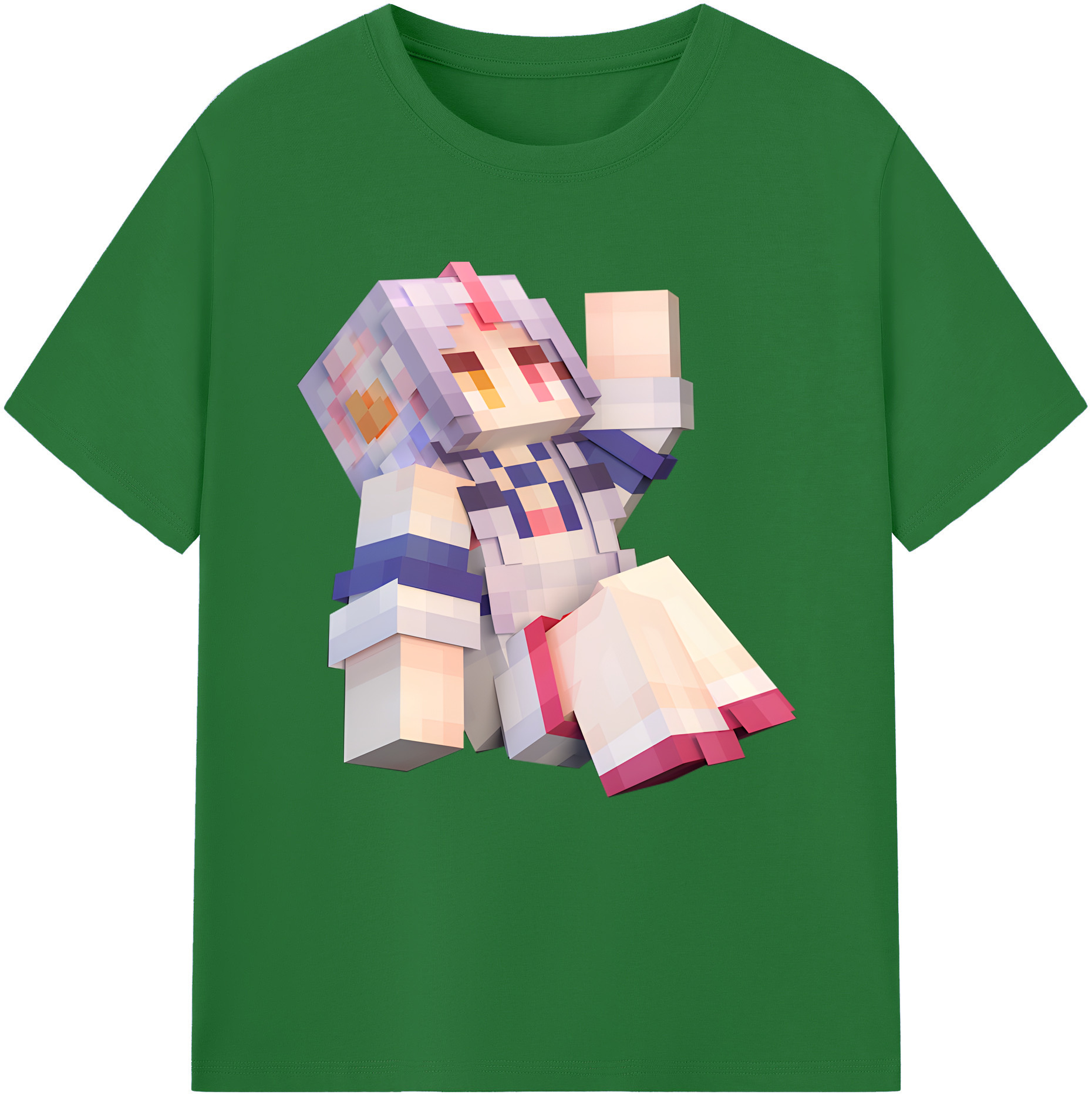 （画像用） マインクラフト ブロックの世界 Minecraft MC Block world 綿100％半袖Tシャツ（フロントプリント）