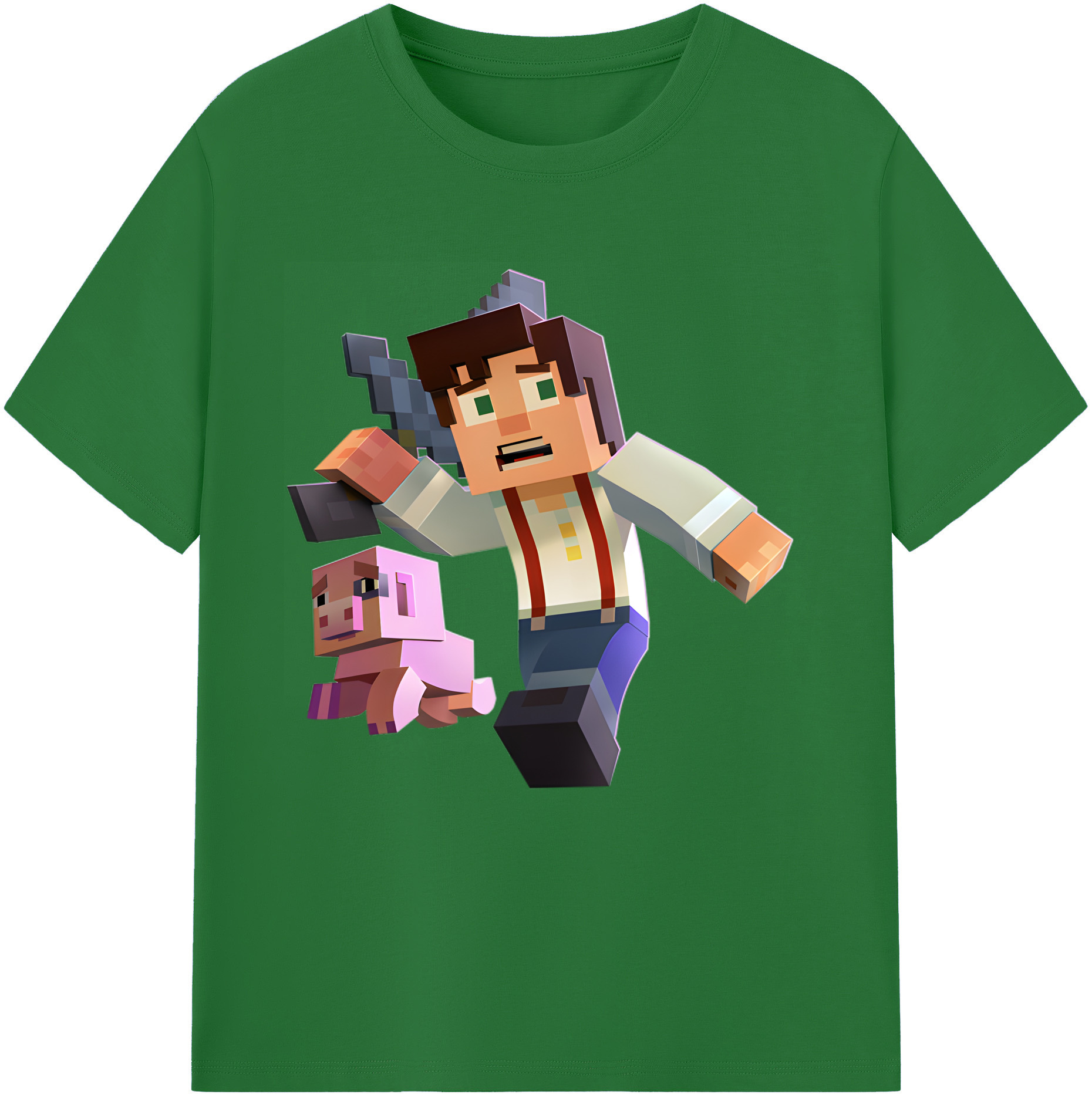（画像用） マインクラフト ブロックの世界 Minecraft MC Block world 綿100％半袖Tシャツ（フロントプリント）