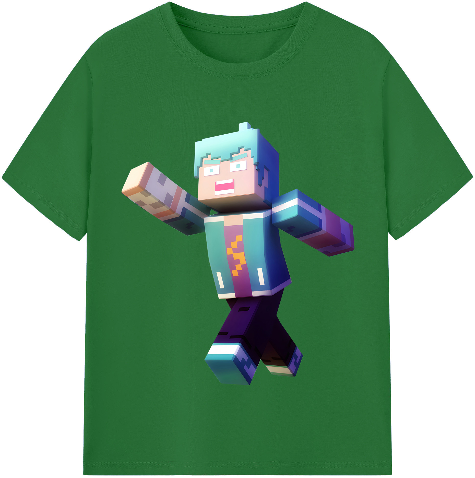 （画像用） マインクラフト ブロックの世界 Minecraft MC Block world 綿100％半袖Tシャツ（フロントプリント）