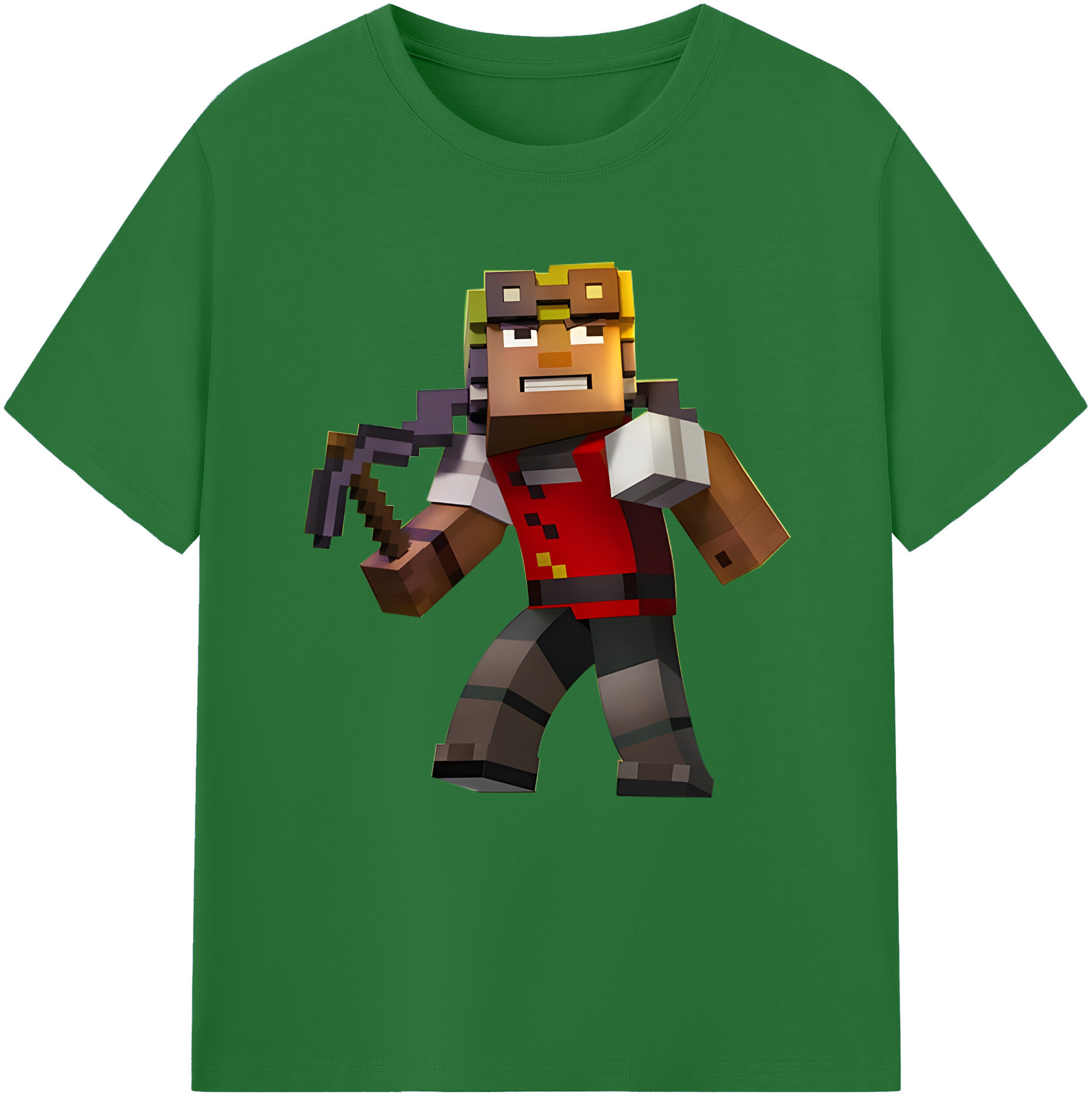 （画像用） マインクラフト ブロックの世界 Minecraft MC Block world 綿100％半袖Tシャツ（フロントプリント）
