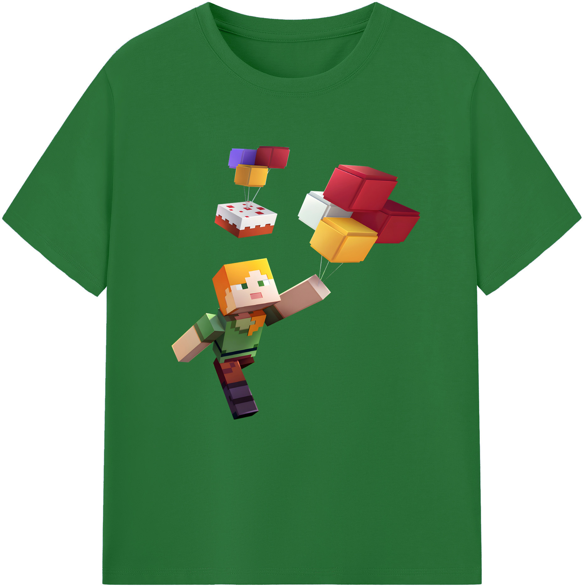 （画像用） マインクラフト ブロックの世界 Minecraft MC Block world 綿100％半袖Tシャツ（フロントプリント）