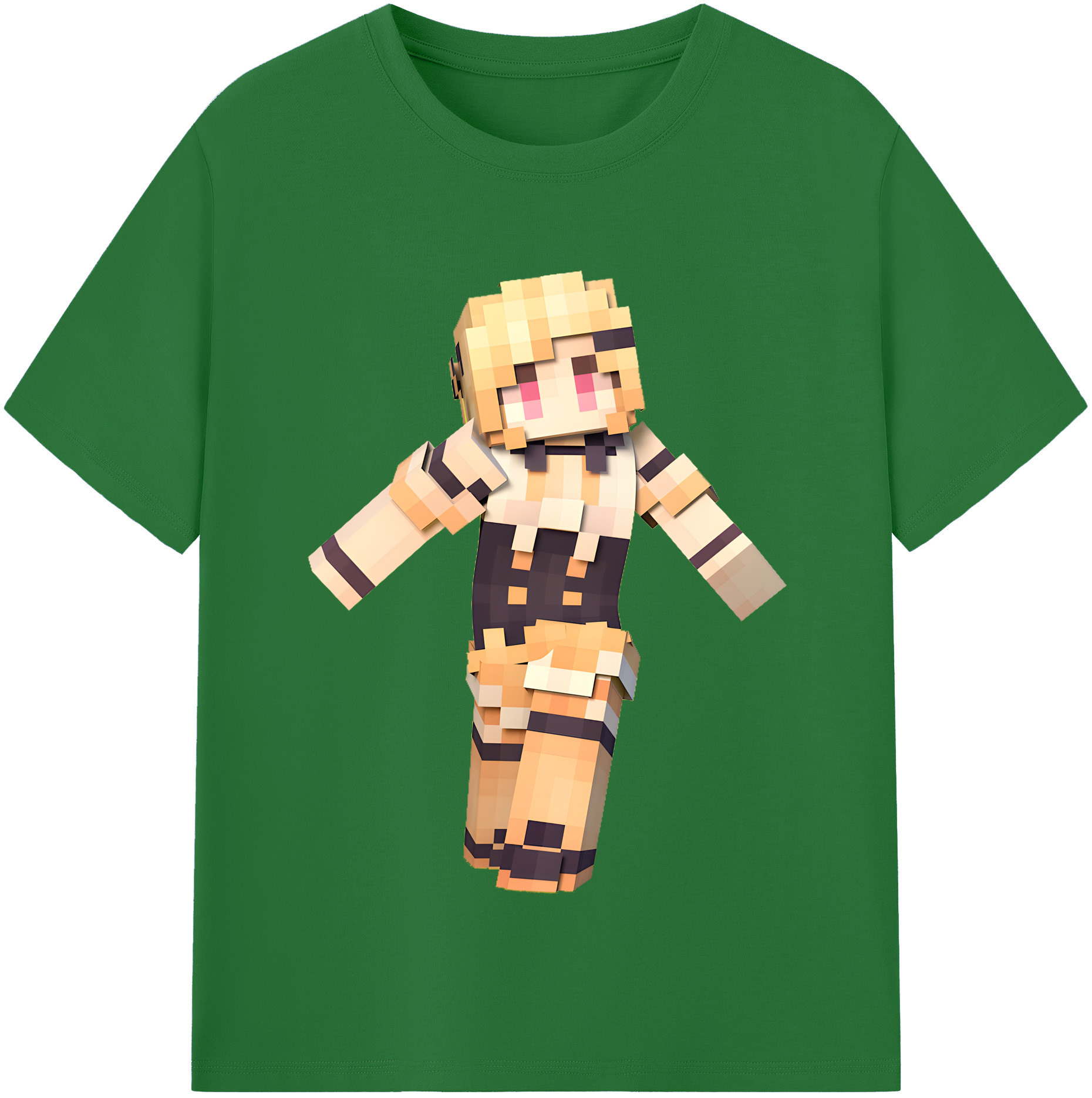 （画像用） マインクラフト ブロックの世界 Minecraft MC Block world 綿100％半袖Tシャツ（フロントプリント）