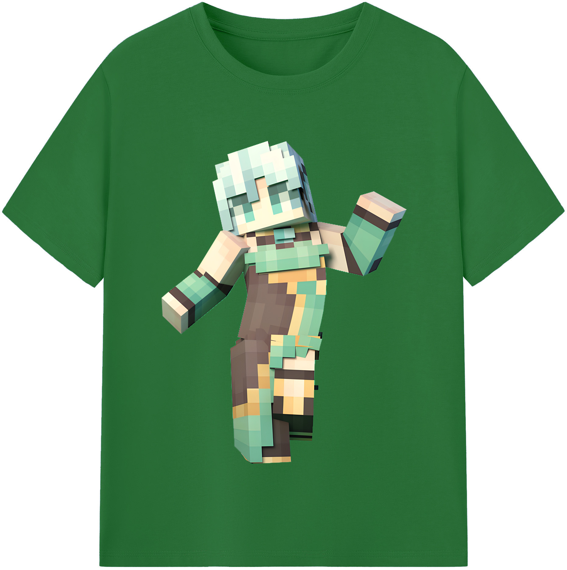 （画像用） マインクラフト ブロックの世界 Minecraft MC Block world 綿100％半袖Tシャツ（フロントプリント）