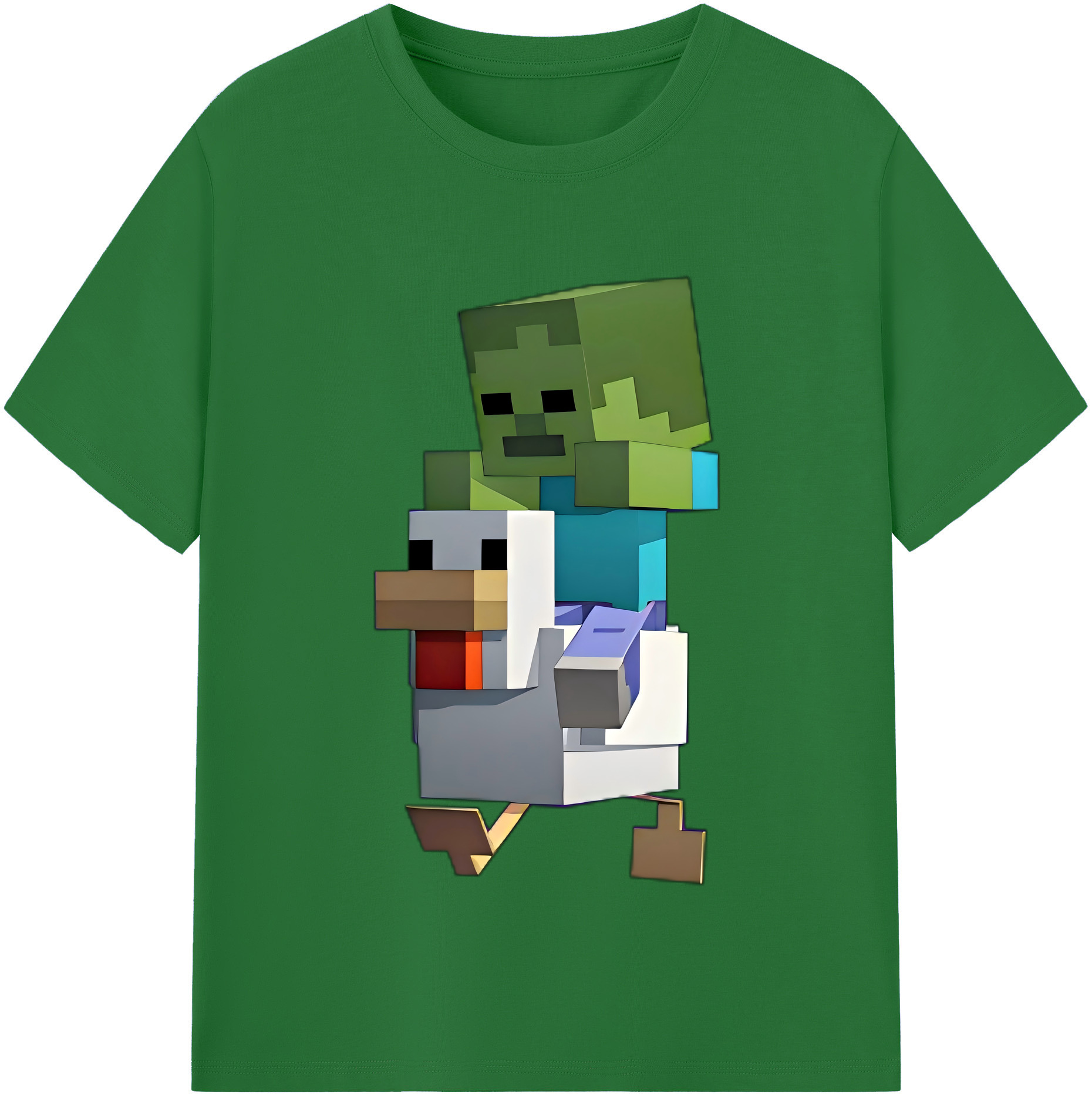 （画像用） マインクラフト ブロックの世界 Minecraft MC Block world 綿100％半袖Tシャツ（フロントプリント）