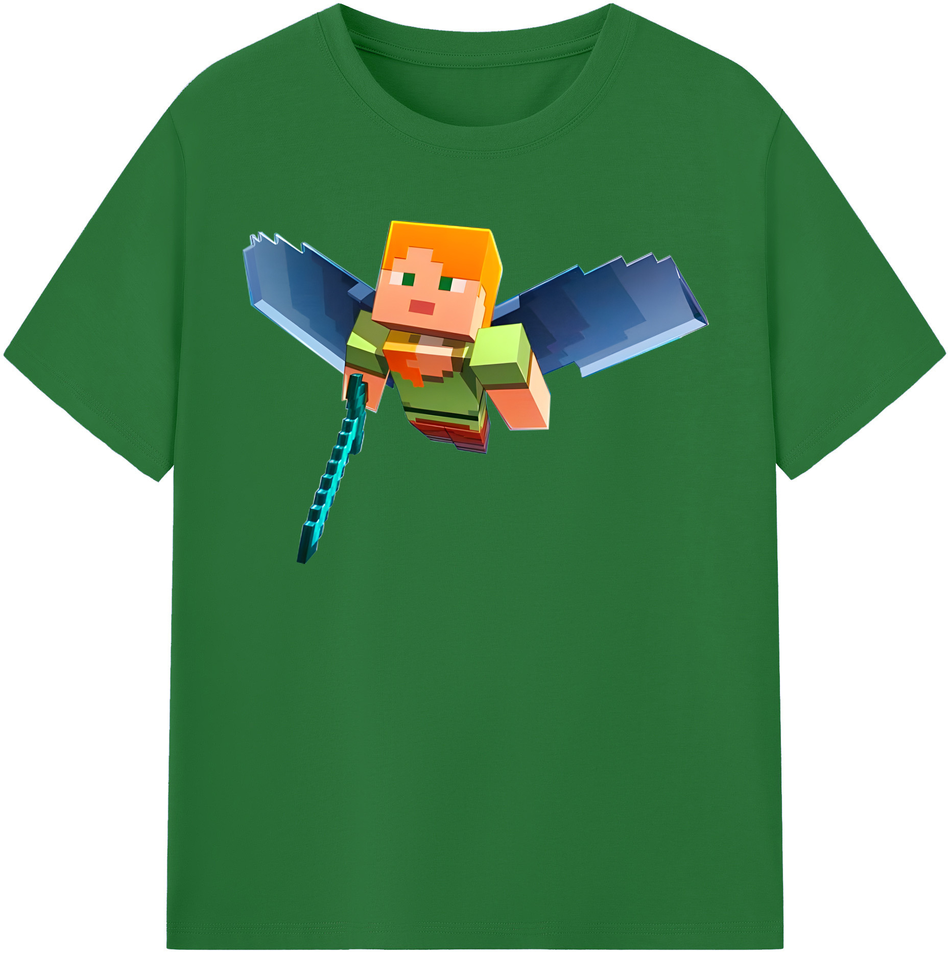 （画像用） マインクラフト ブロックの世界 Minecraft MC Block world 綿100％半袖Tシャツ（フロントプリント）