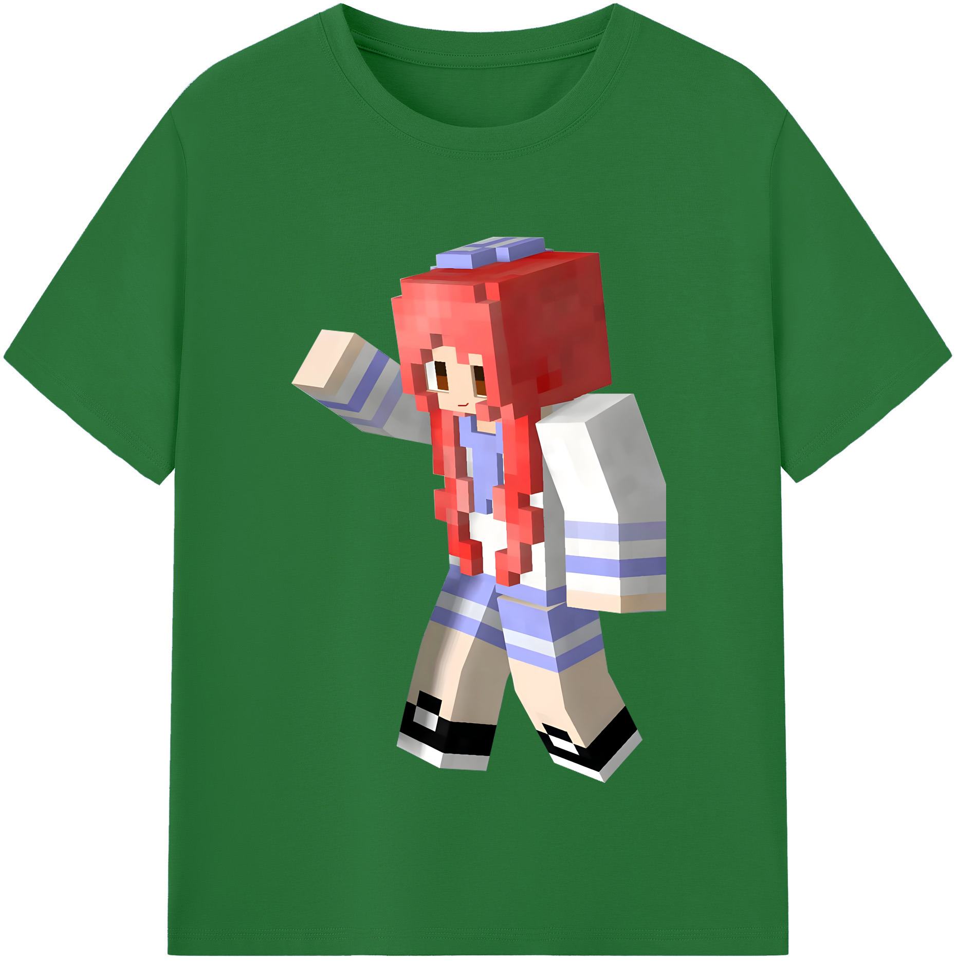 （画像用） マインクラフト ブロックの世界 Minecraft MC Block world 綿100％半袖Tシャツ（フロントプリント）