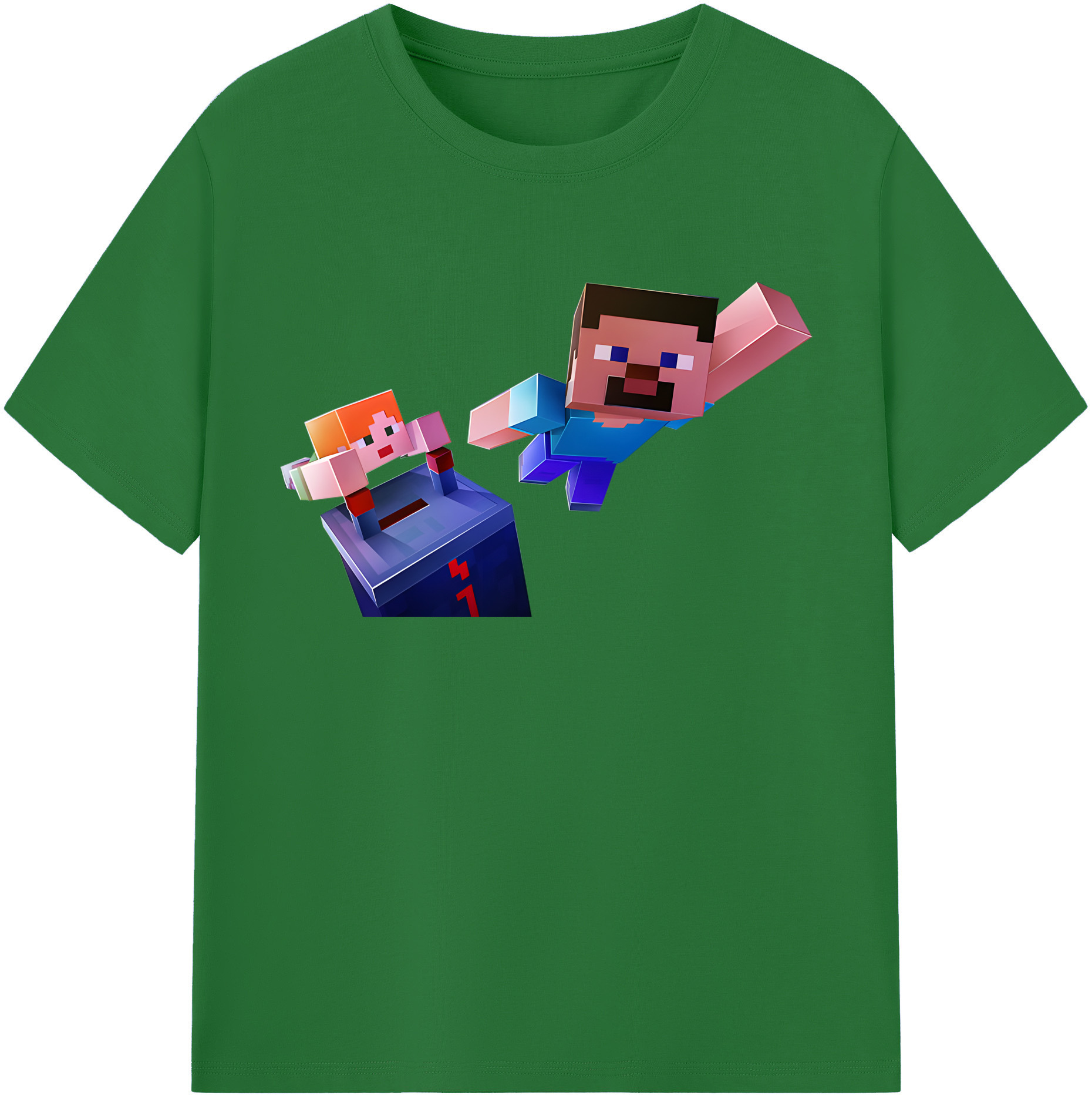 （画像用） マインクラフト ブロックの世界 Minecraft MC Block world 綿100％半袖Tシャツ（フロントプリント）