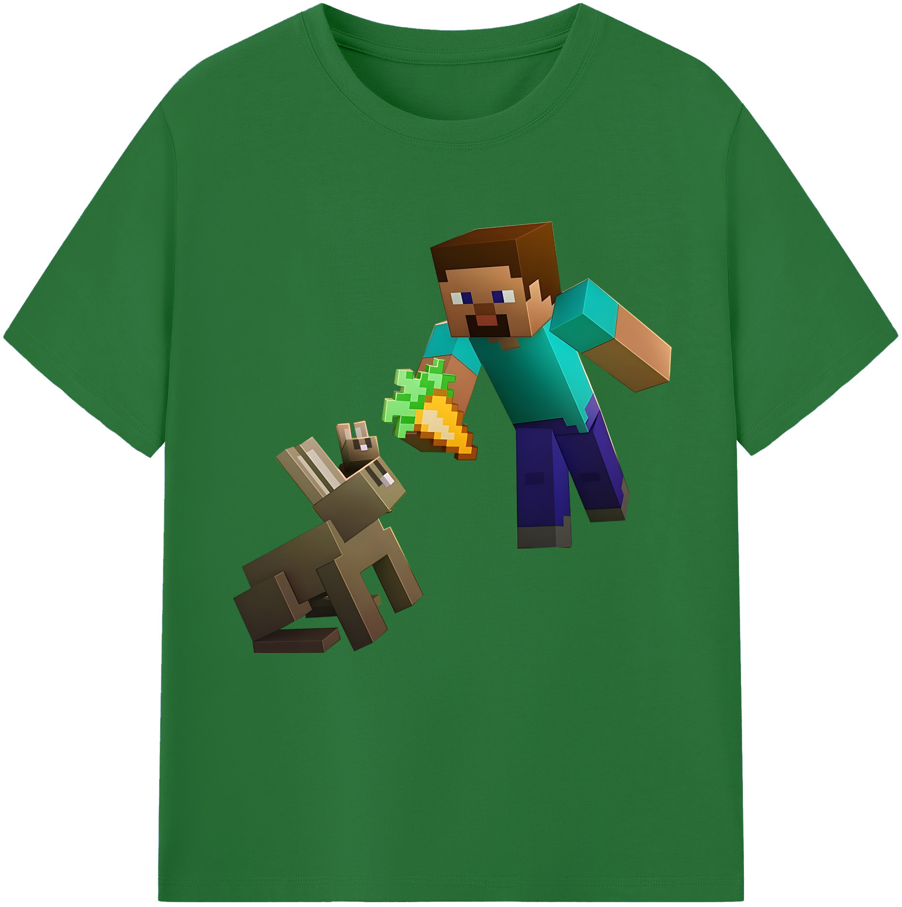 （画像用） マインクラフト ブロックの世界 Minecraft MC Block world 綿100％半袖Tシャツ（フロントプリント）