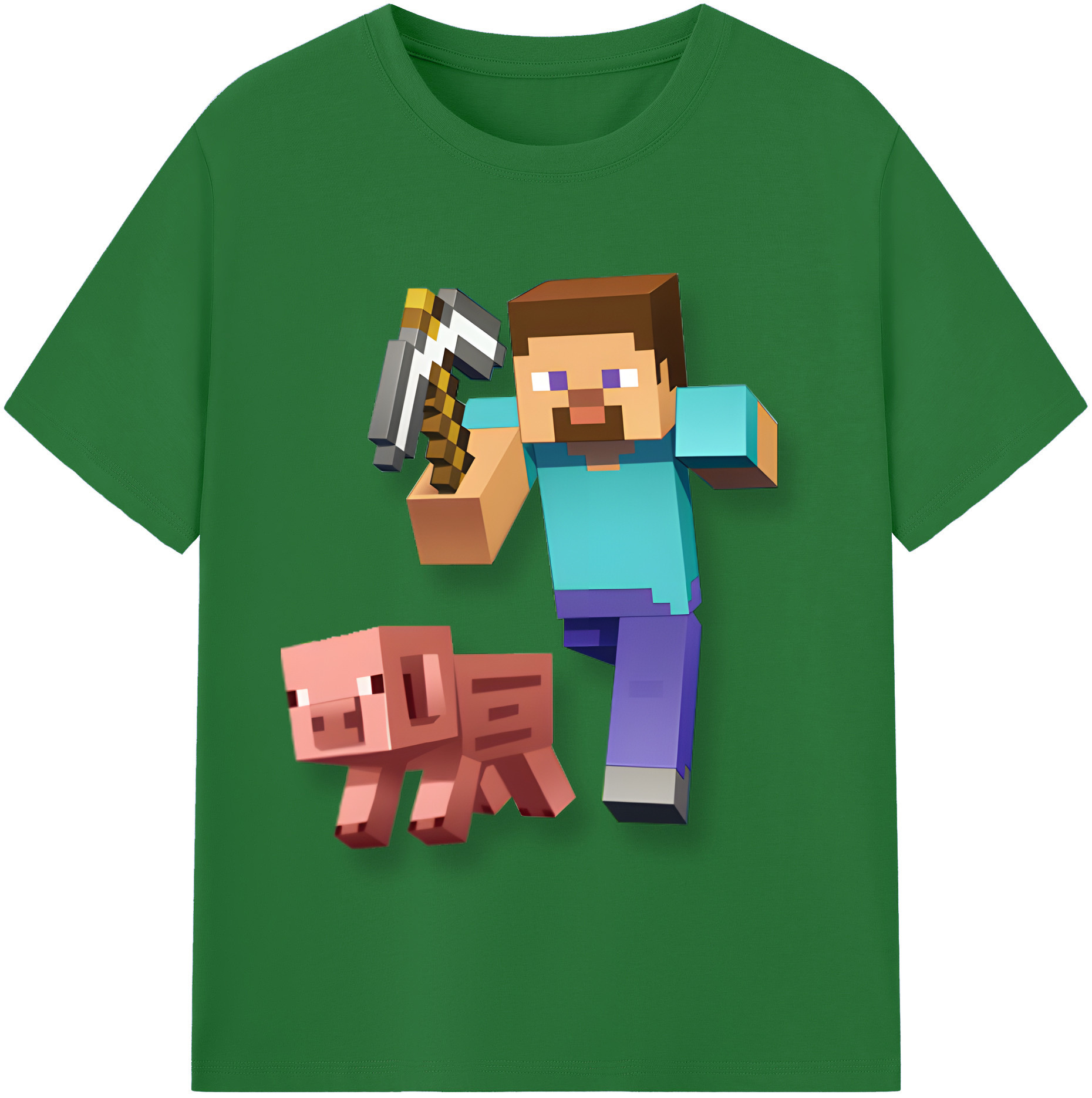（画像用） マインクラフト ブロックの世界 Minecraft MC Block world 綿100％半袖Tシャツ（フロントプリント）