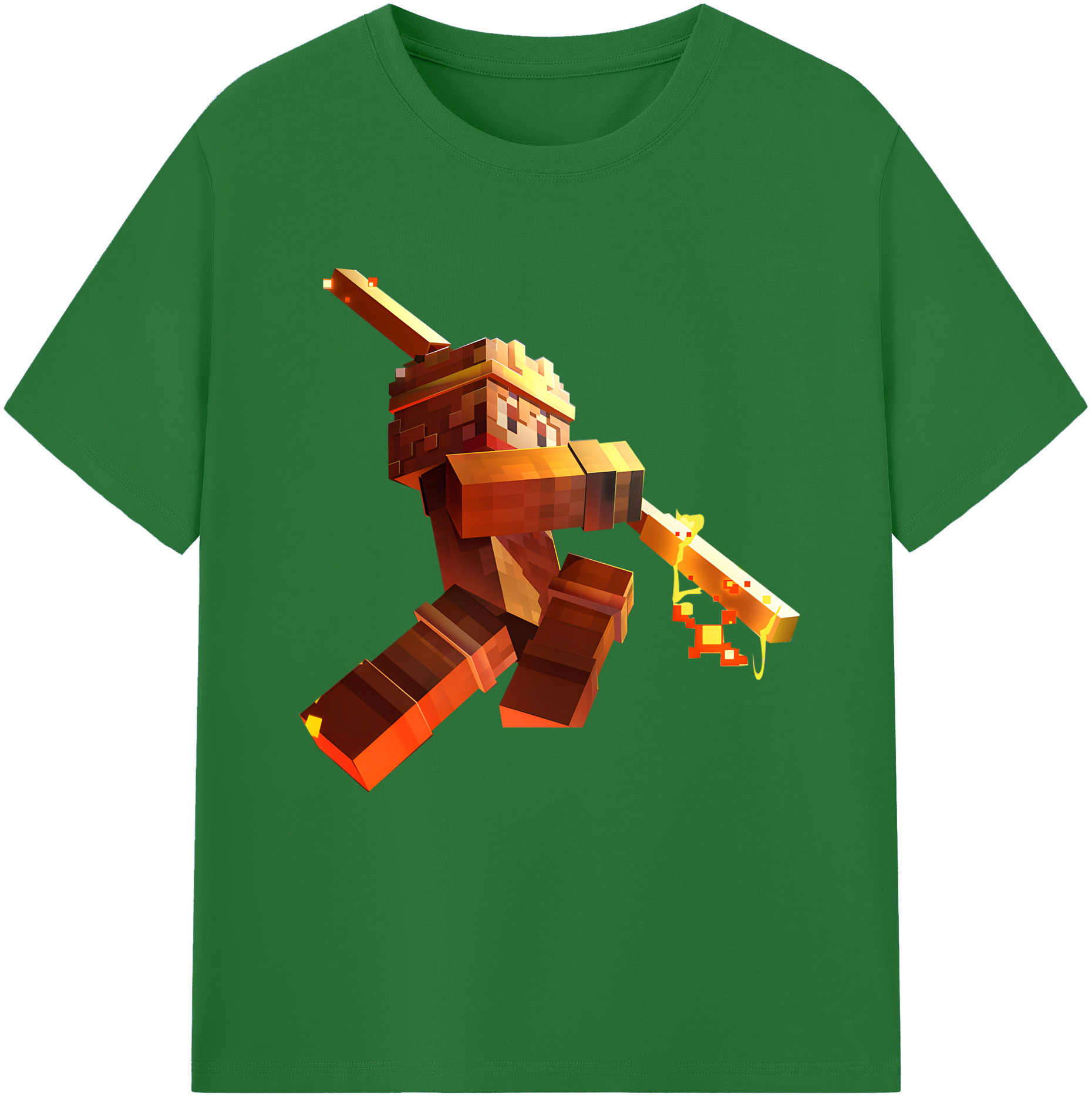 （画像用） マインクラフト ブロックの世界 Minecraft MC Block world 綿100％半袖Tシャツ（フロントプリント）