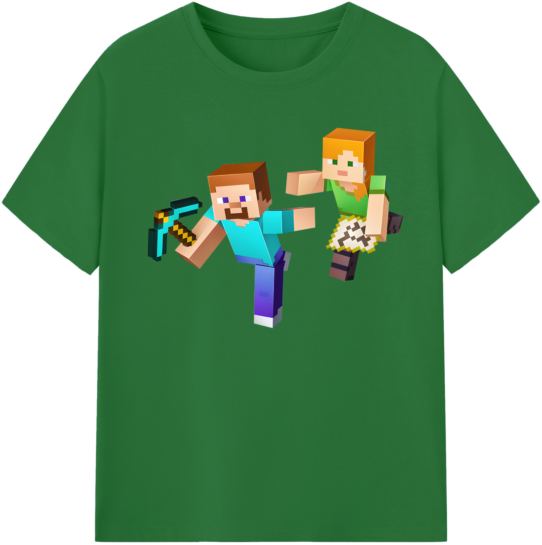 （画像用） マインクラフト ブロックの世界 Minecraft MC Block world 綿100％半袖Tシャツ（フロントプリント）