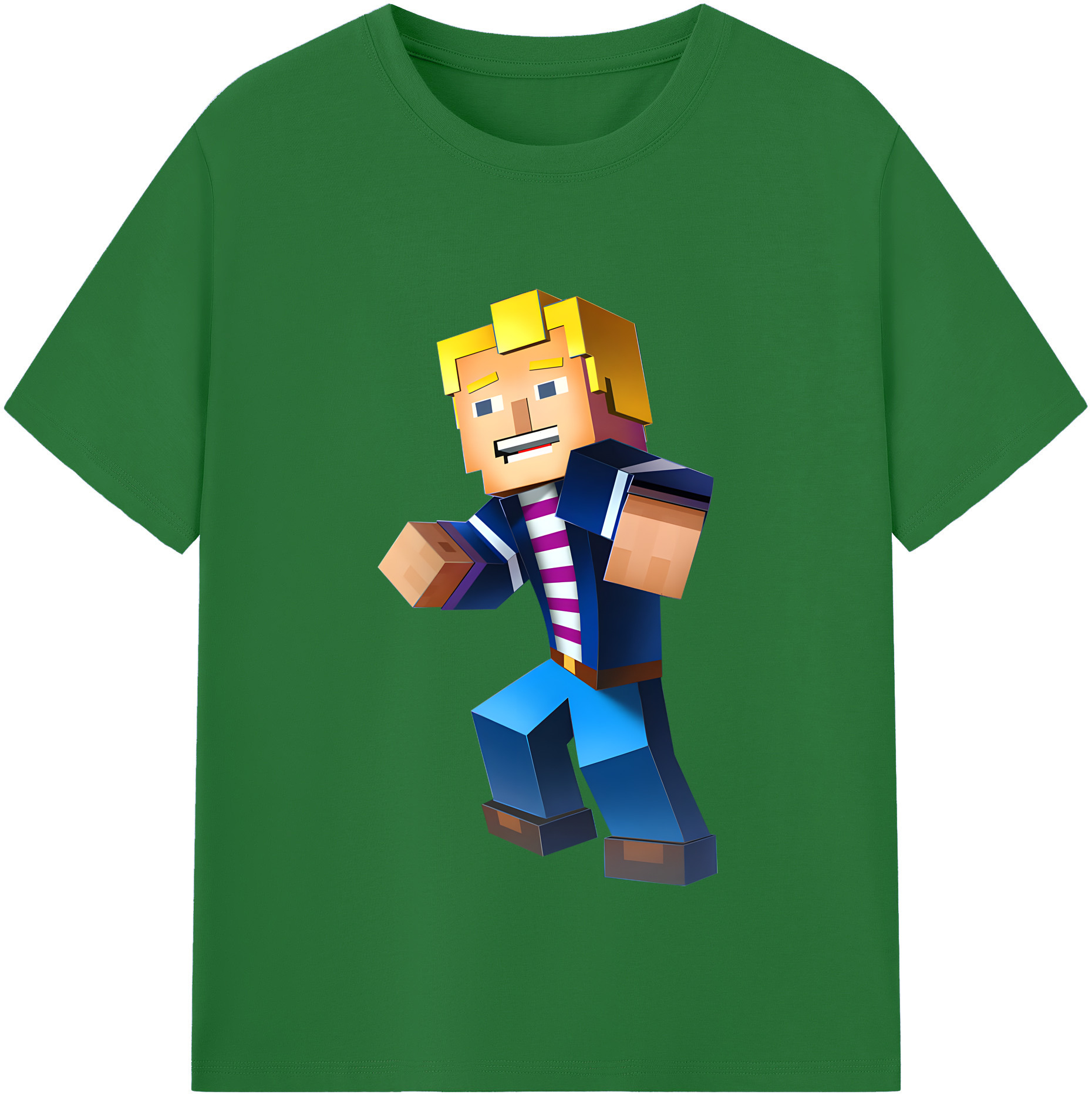 （画像用） マインクラフト ブロックの世界 Minecraft MC Block world 綿100％半袖Tシャツ（フロントプリント）