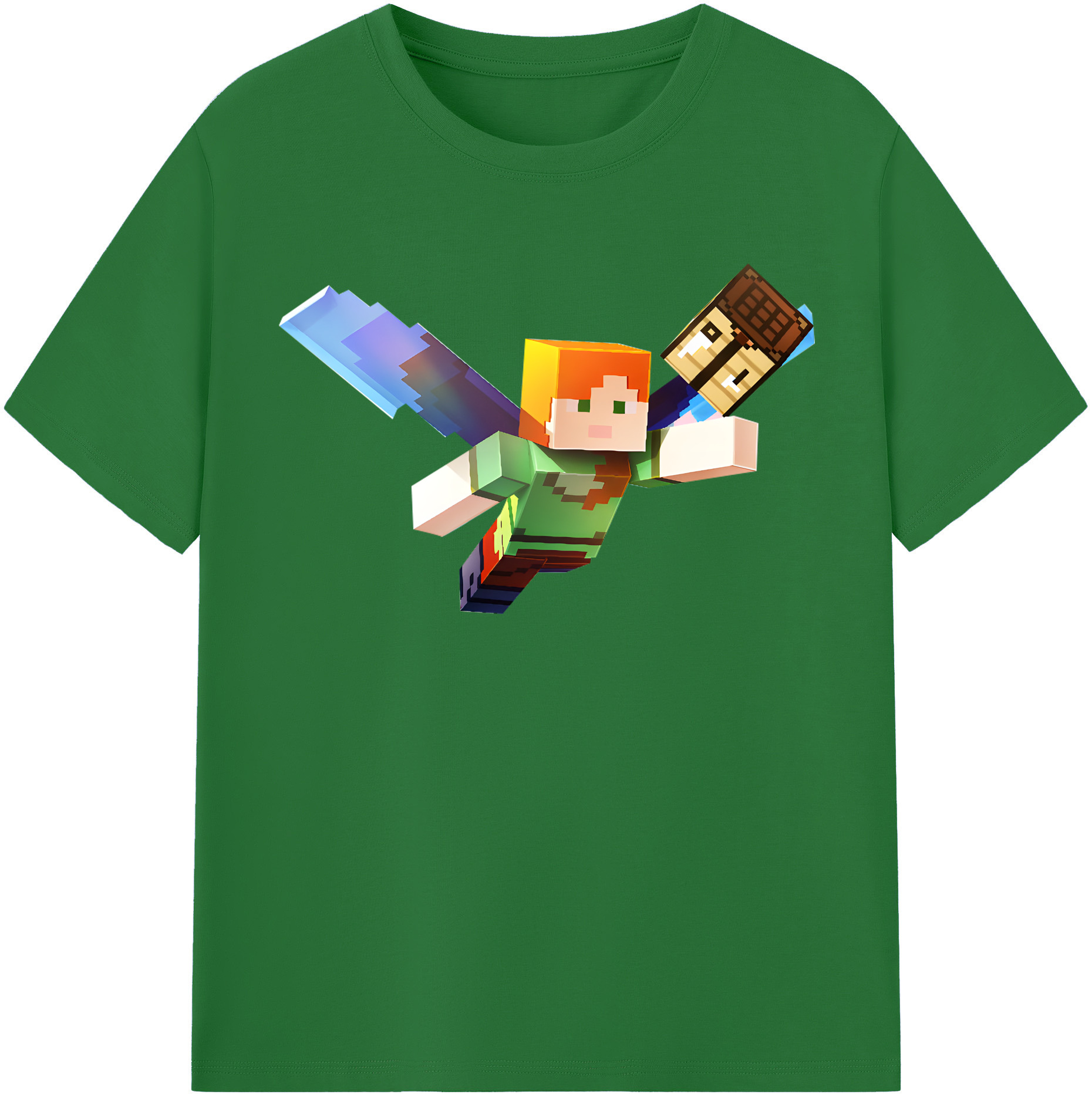 （画像用） マインクラフト ブロックの世界 Minecraft MC Block world 綿100％半袖Tシャツ（フロントプリント）
