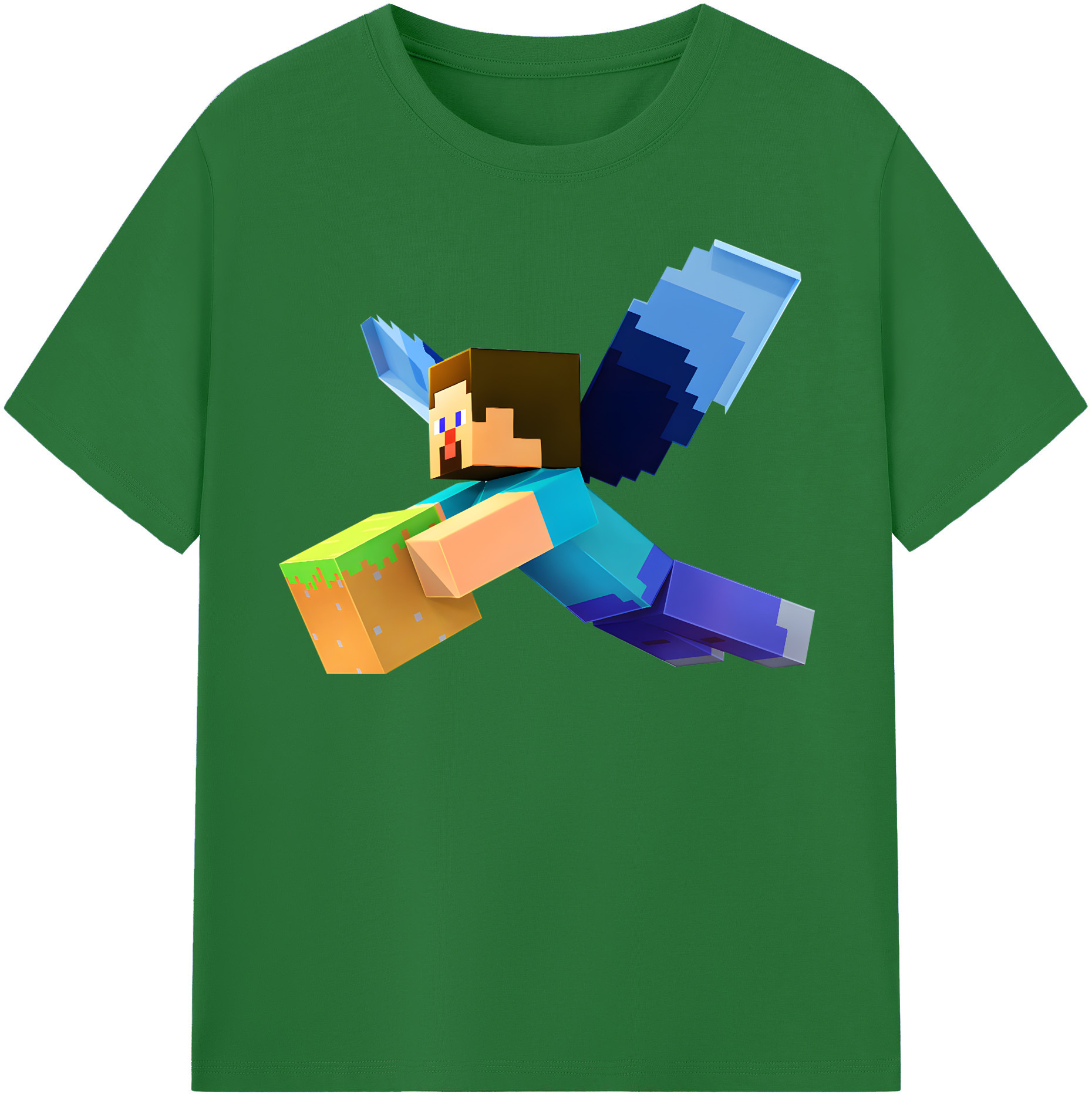 （画像用） マインクラフト ブロックの世界 Minecraft MC Block world 綿100％半袖Tシャツ（フロントプリント）