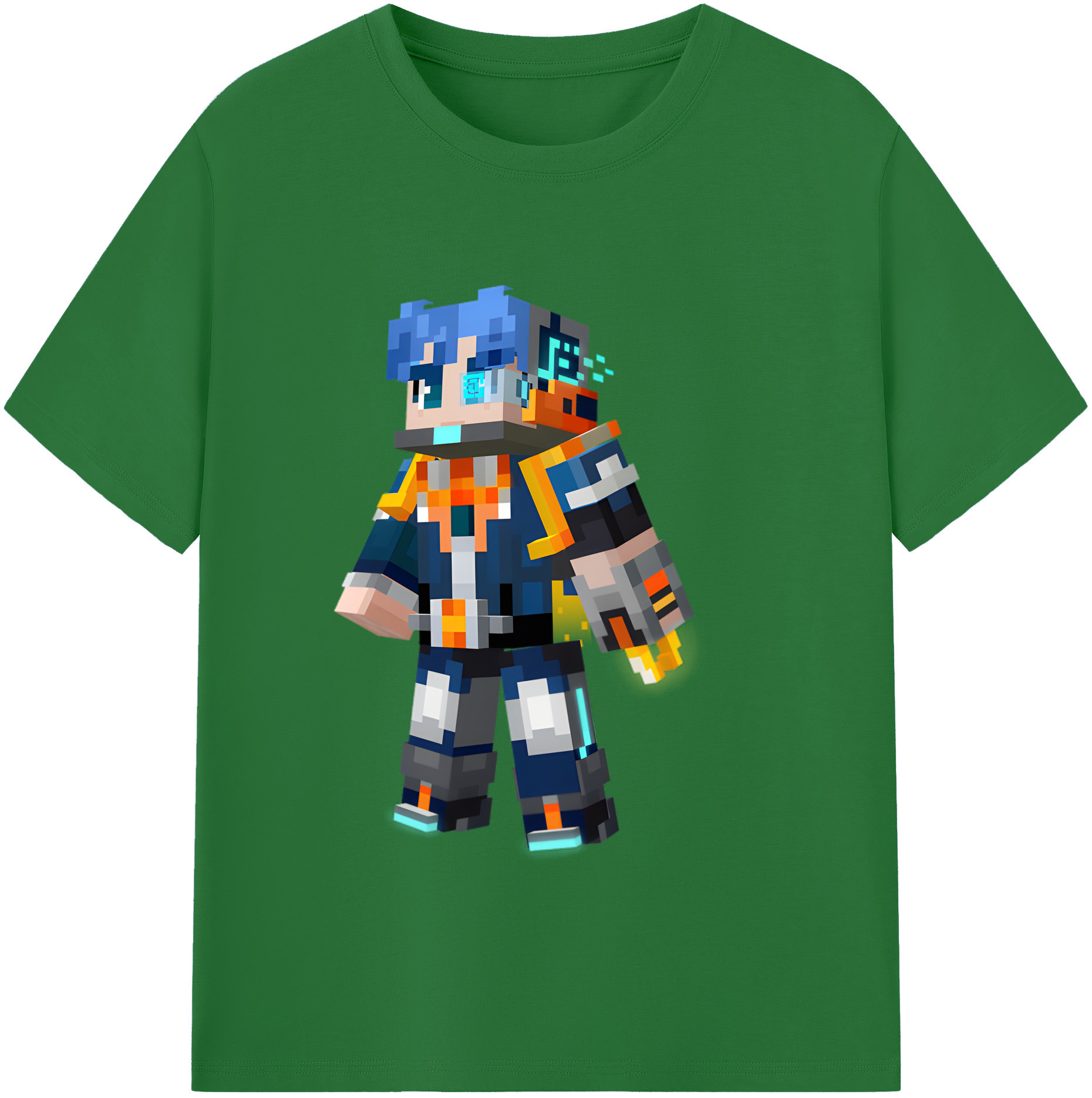 （画像用） マインクラフト ブロックの世界 Minecraft MC Block world 綿100％半袖Tシャツ（フロントプリント）
