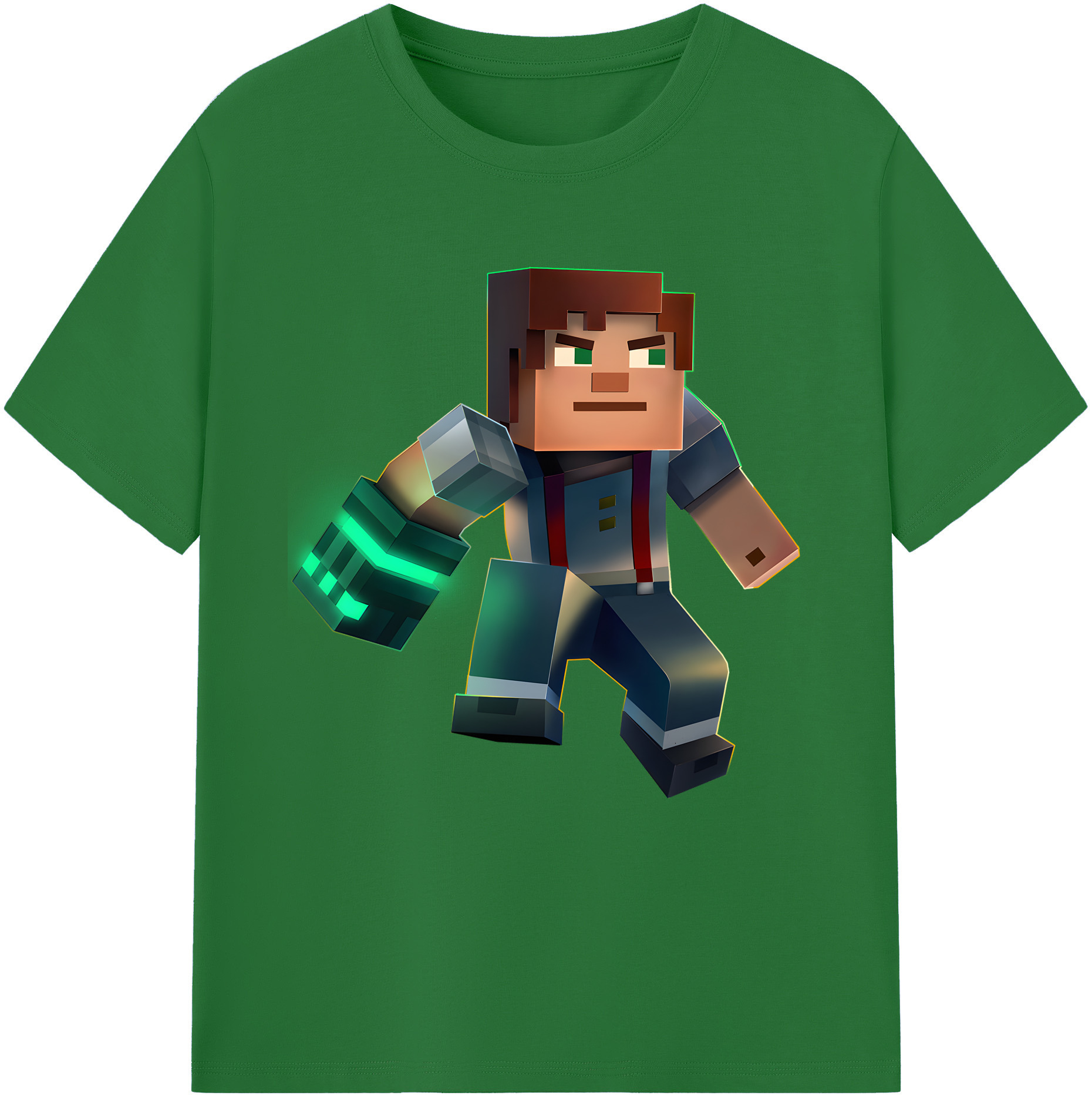 （画像用） マインクラフト ブロックの世界 Minecraft MC Block world 綿100％半袖Tシャツ（フロントプリント）