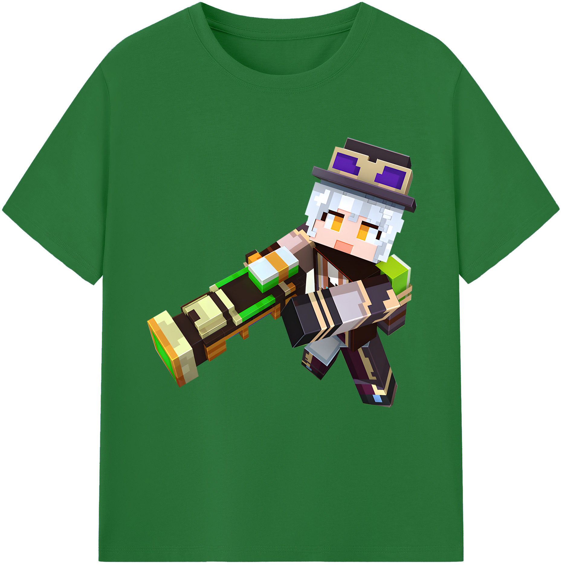（画像用） マインクラフト ブロックの世界 Minecraft MC Block world 綿100％半袖Tシャツ（フロントプリント）
