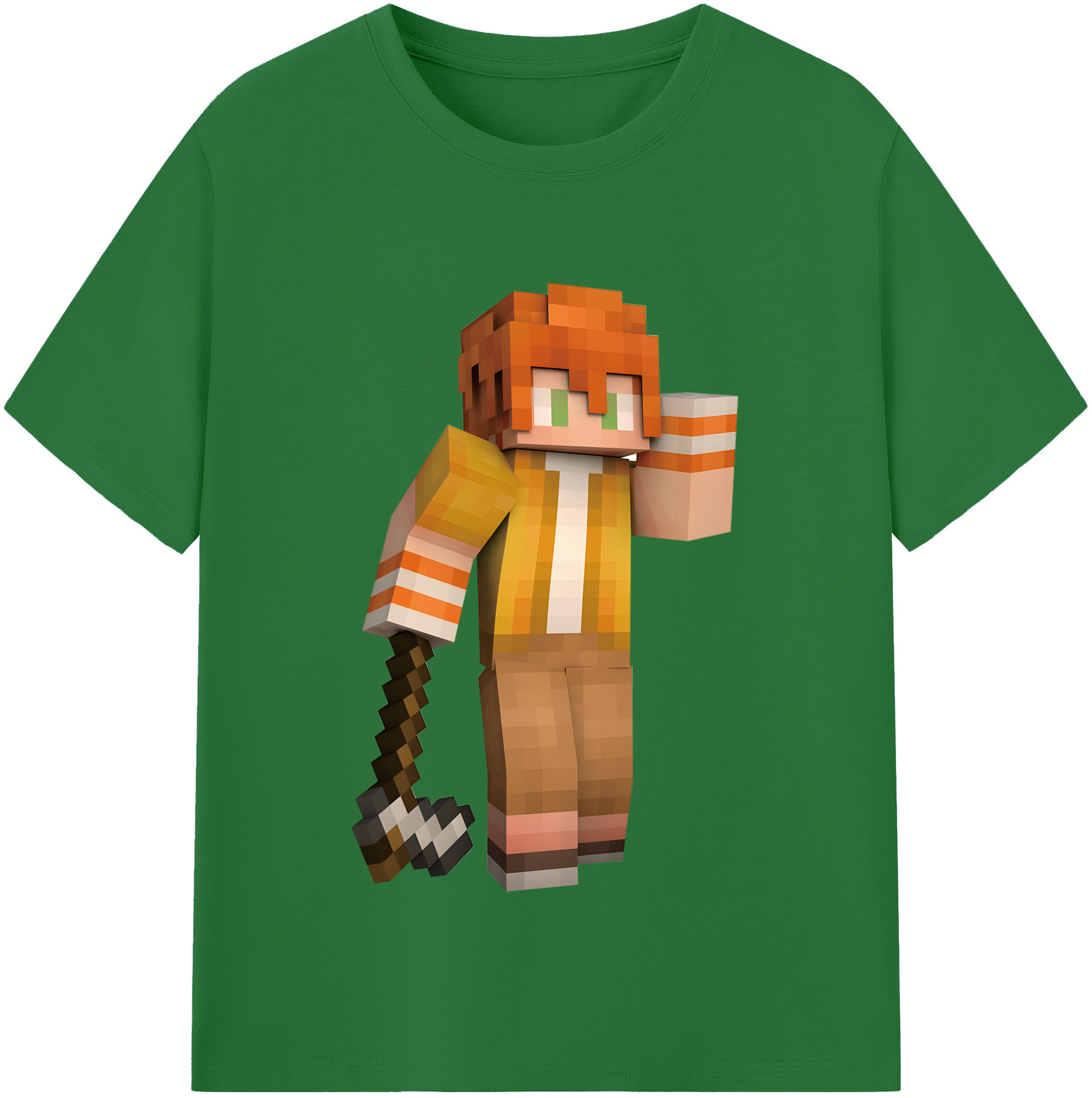 （画像用） マインクラフト ブロックの世界 Minecraft MC Block world 綿100％半袖Tシャツ（フロントプリント）