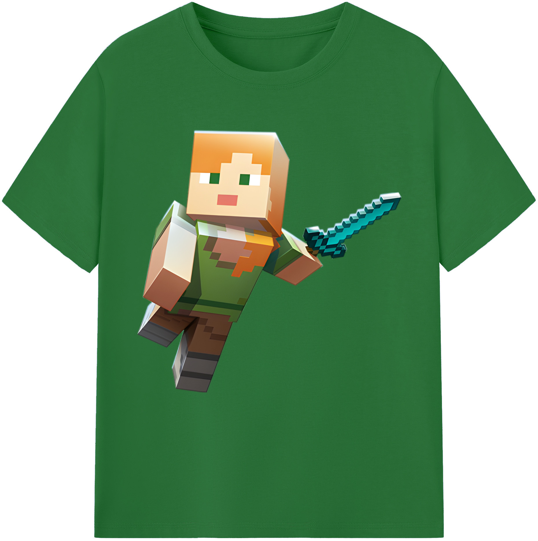 （画像用） マインクラフト ブロックの世界 Minecraft MC Block world 綿100％半袖Tシャツ（フロントプリント）